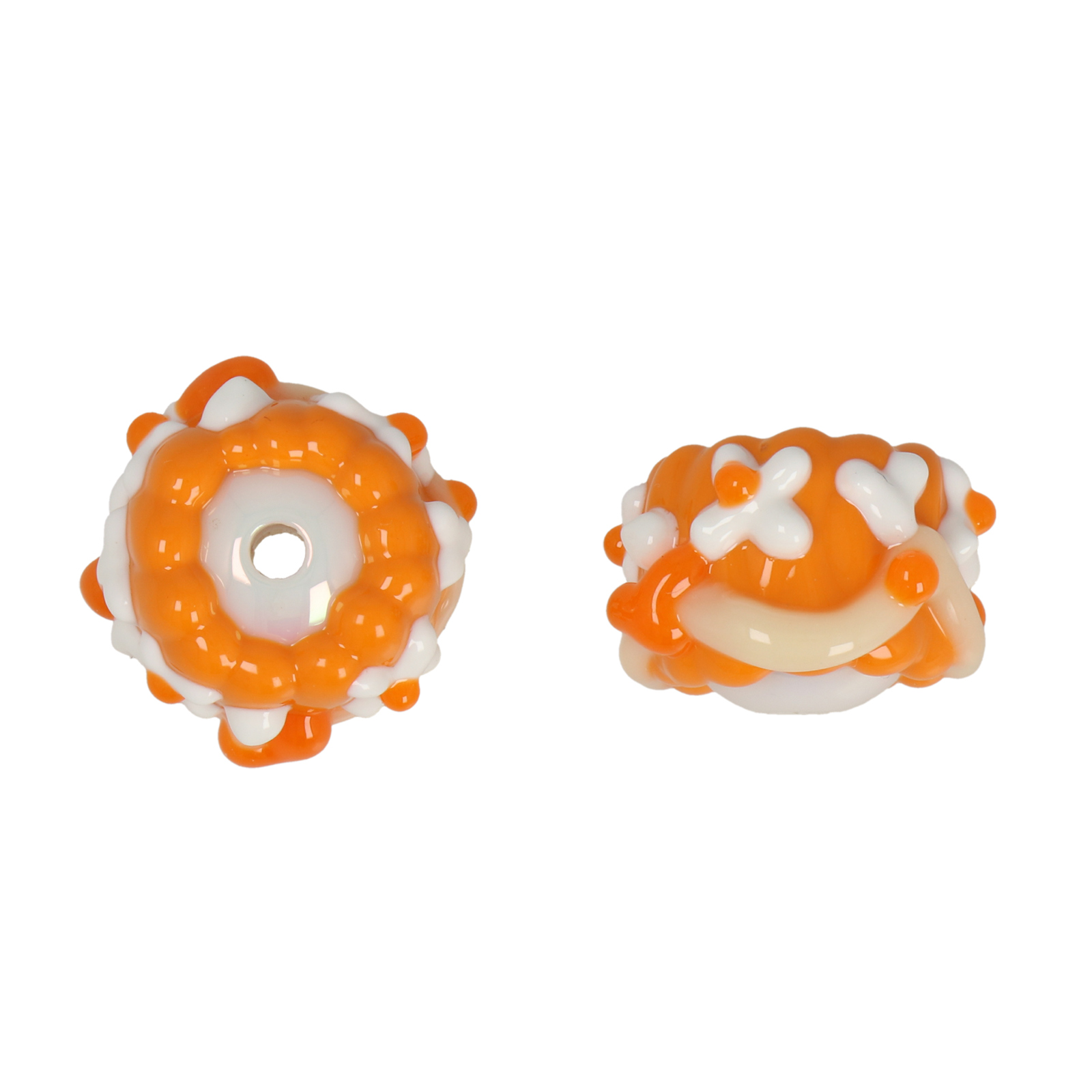 toffee acryl beads - white/orange cake 20x15mm | 2pc
