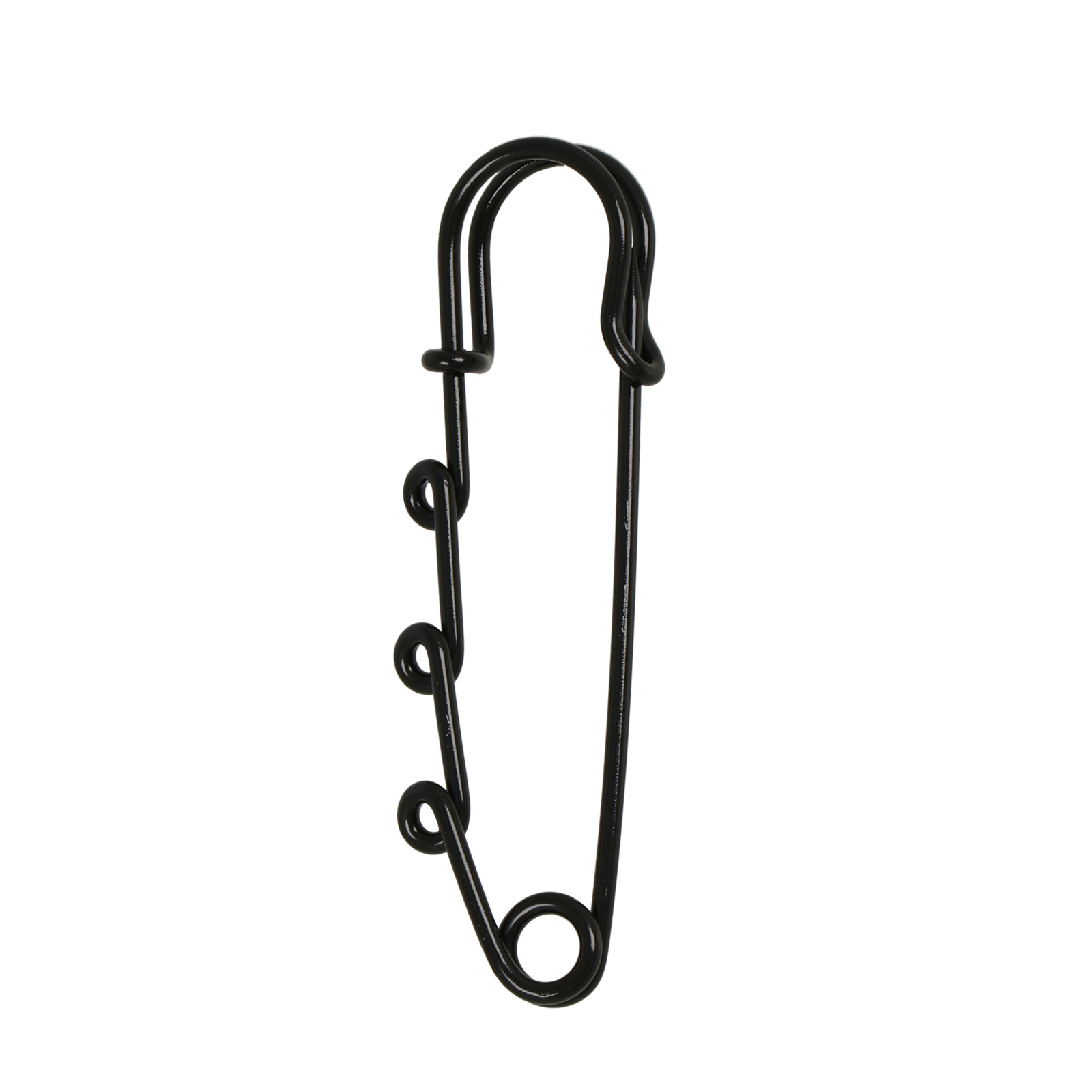 black safety pin 3 rings - length 60mm | 4pc