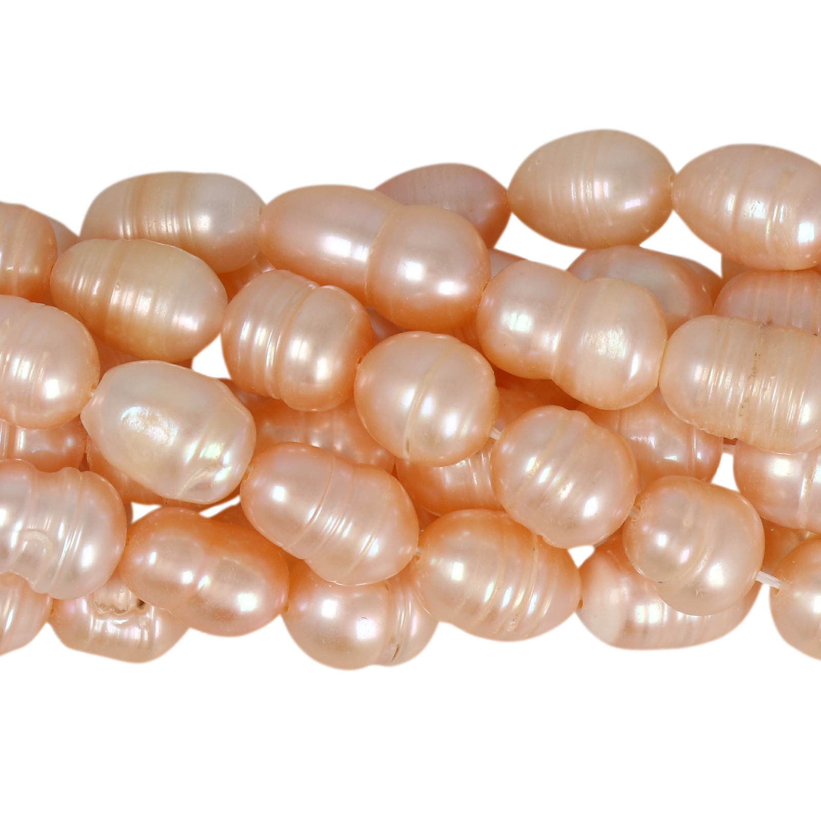 süßwasserperlen rosa barock oval geringelt 10x8mm | strang 35/36cm
