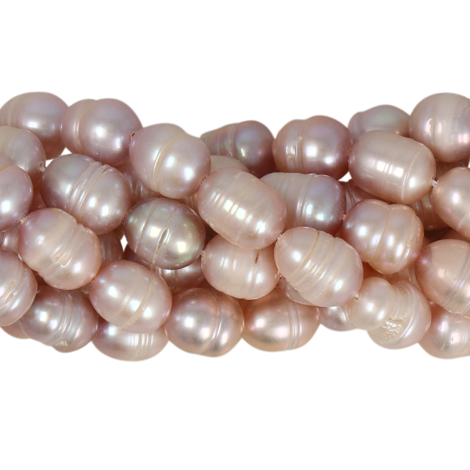 freshwater pearls multicolor lilac baroque striped oval 10x8mm | 14/15-inch strand