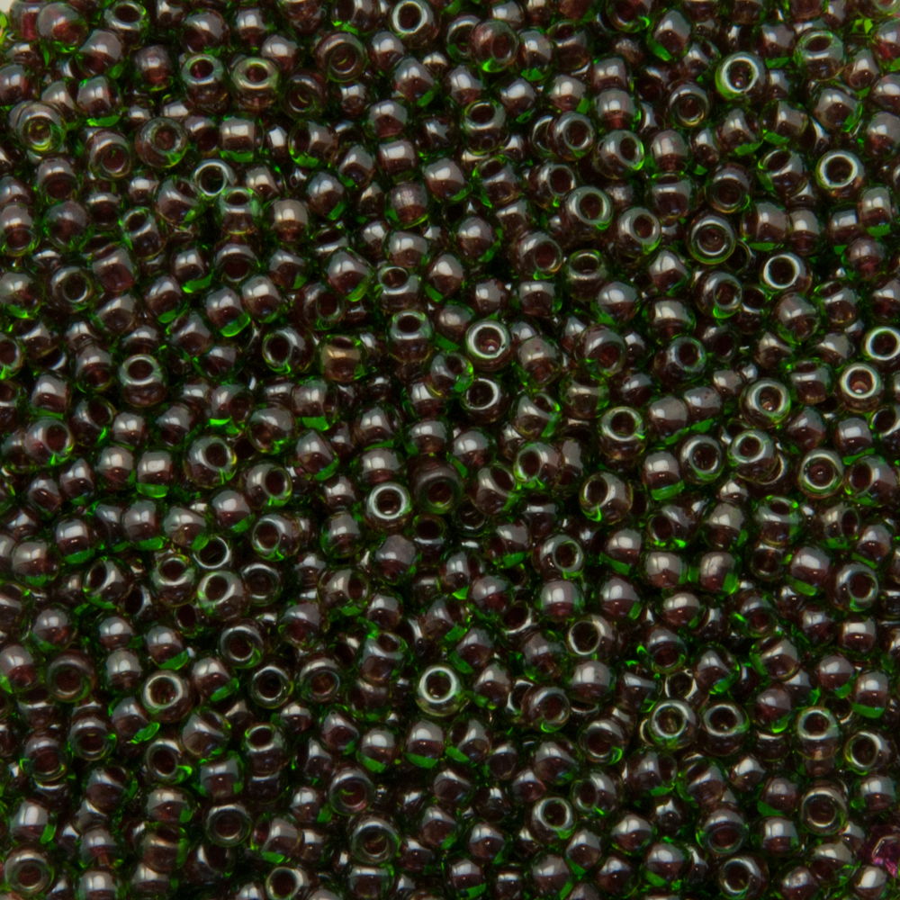 rocaille toho seed beads 11/0 inside color peridot/fuchsia lined (250) | 10gr