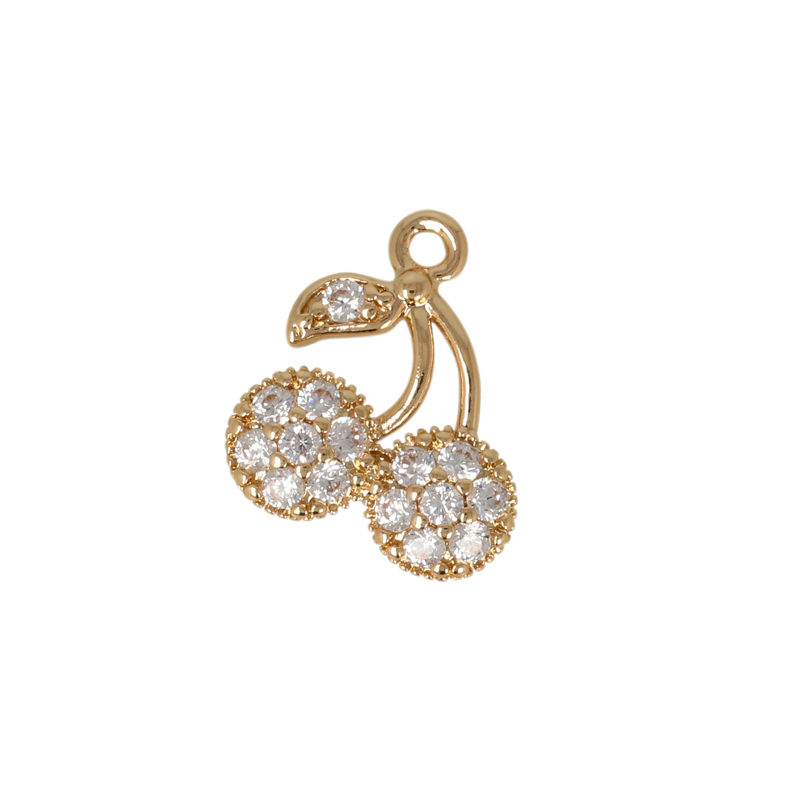 charm metal cz gold plated cherry 12mm | 2pc