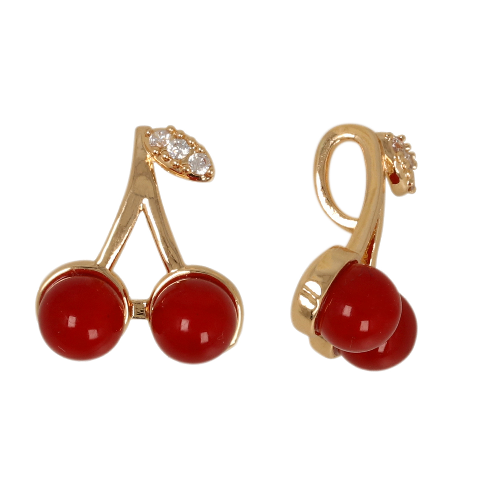 charm gold plated with bead cherry 13x11mm | 1pc
