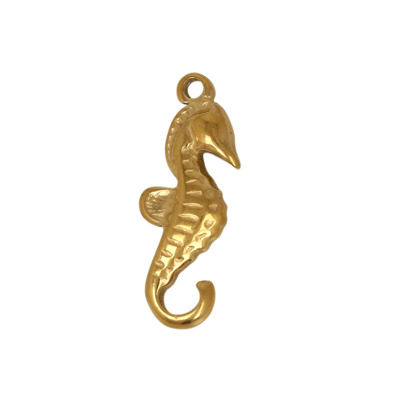 gold plated stainless steel seahorse charm 20x7mm | 1pc