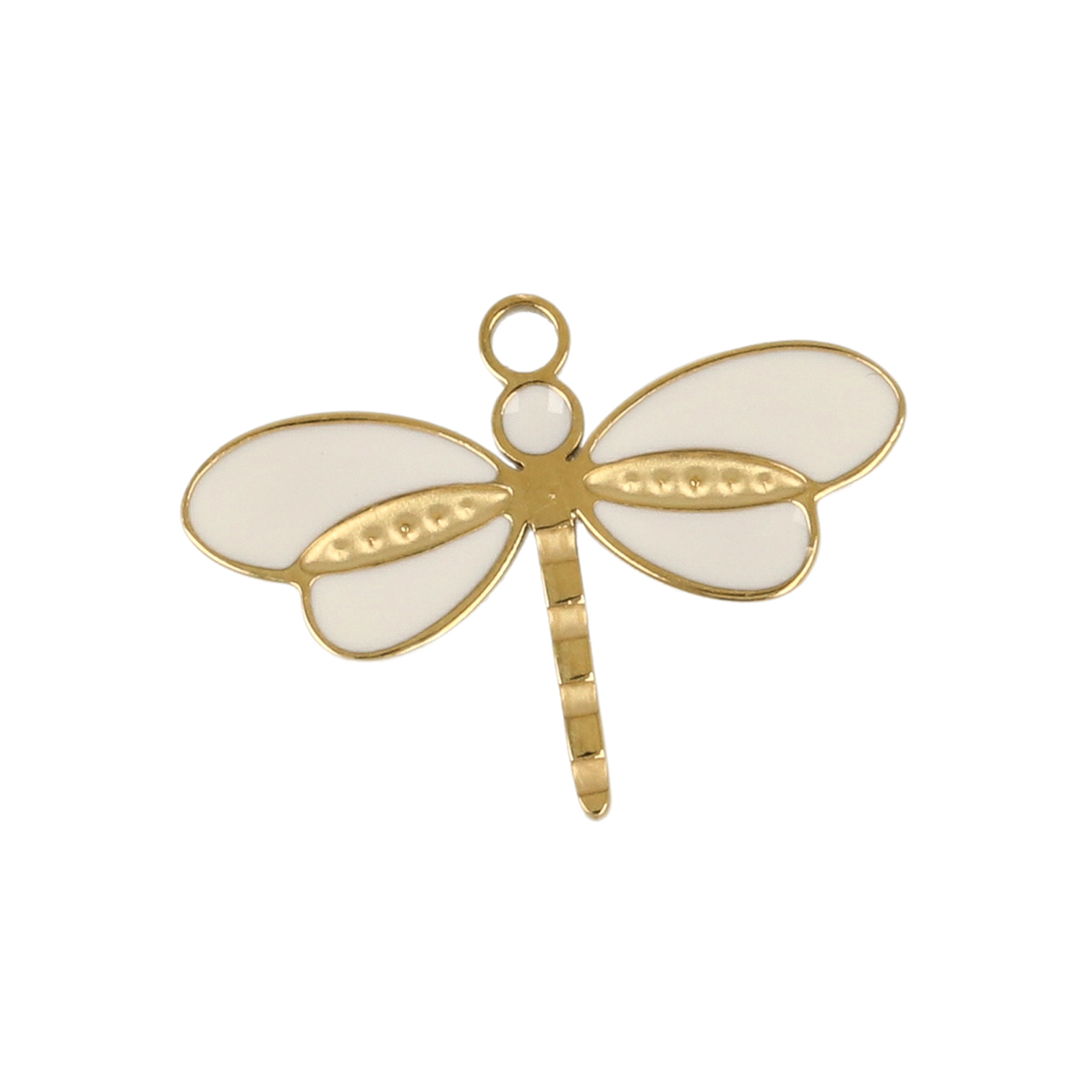 enamelled gold plated stainless steel dragonfly charm 16x11mm | 1pc