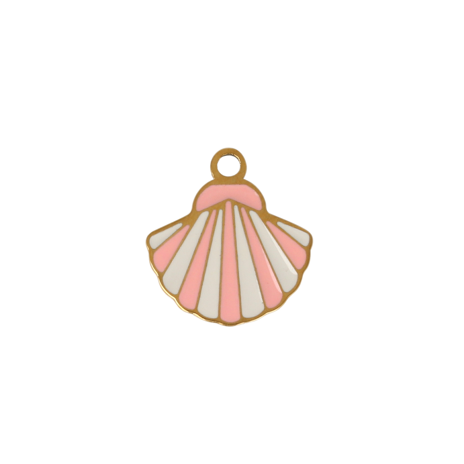 enamelled gold plated stainless steel shell charm 12x10mm | 1pc