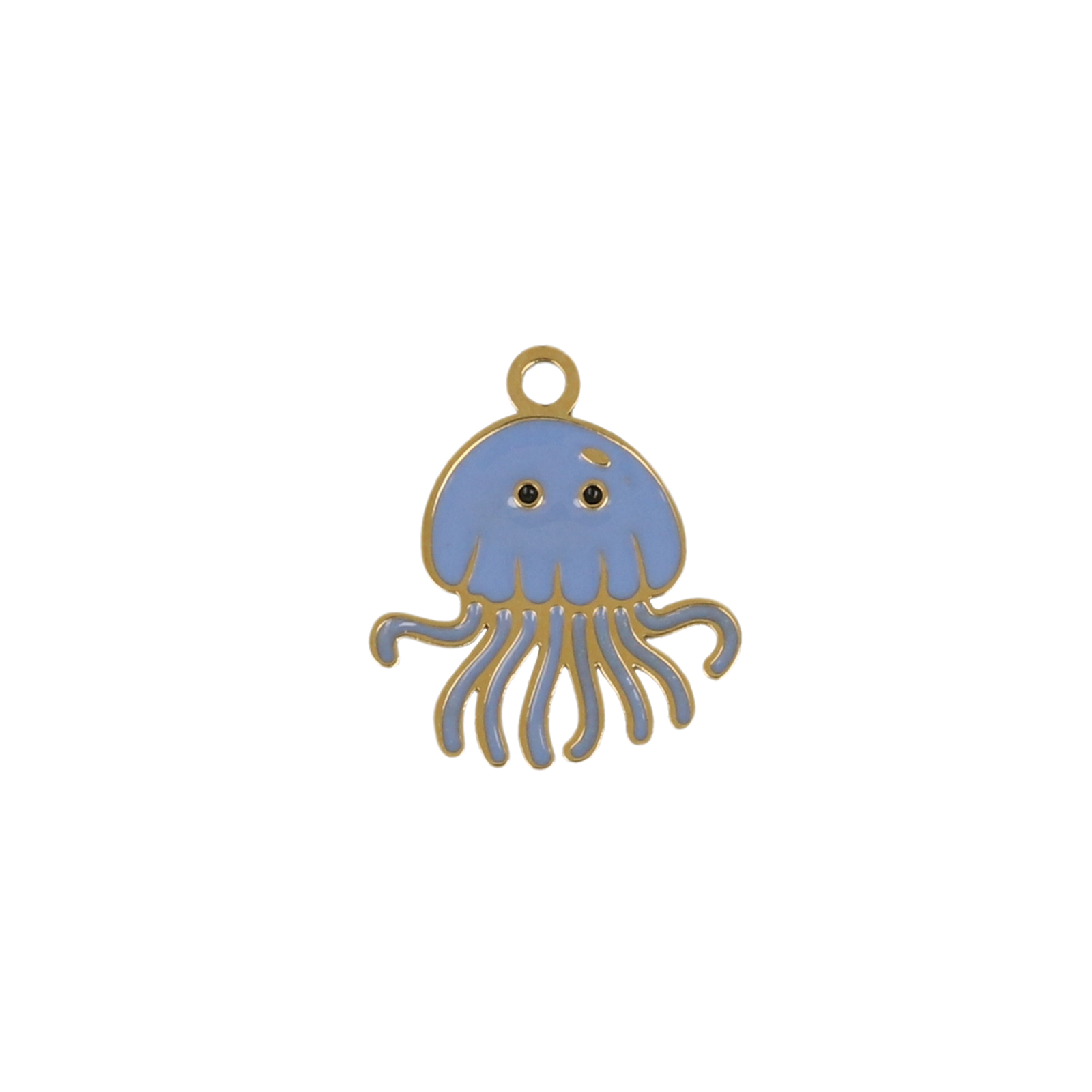 blue enamelled gold plated stainless steel octopus charm 12x7mm | 1pc
