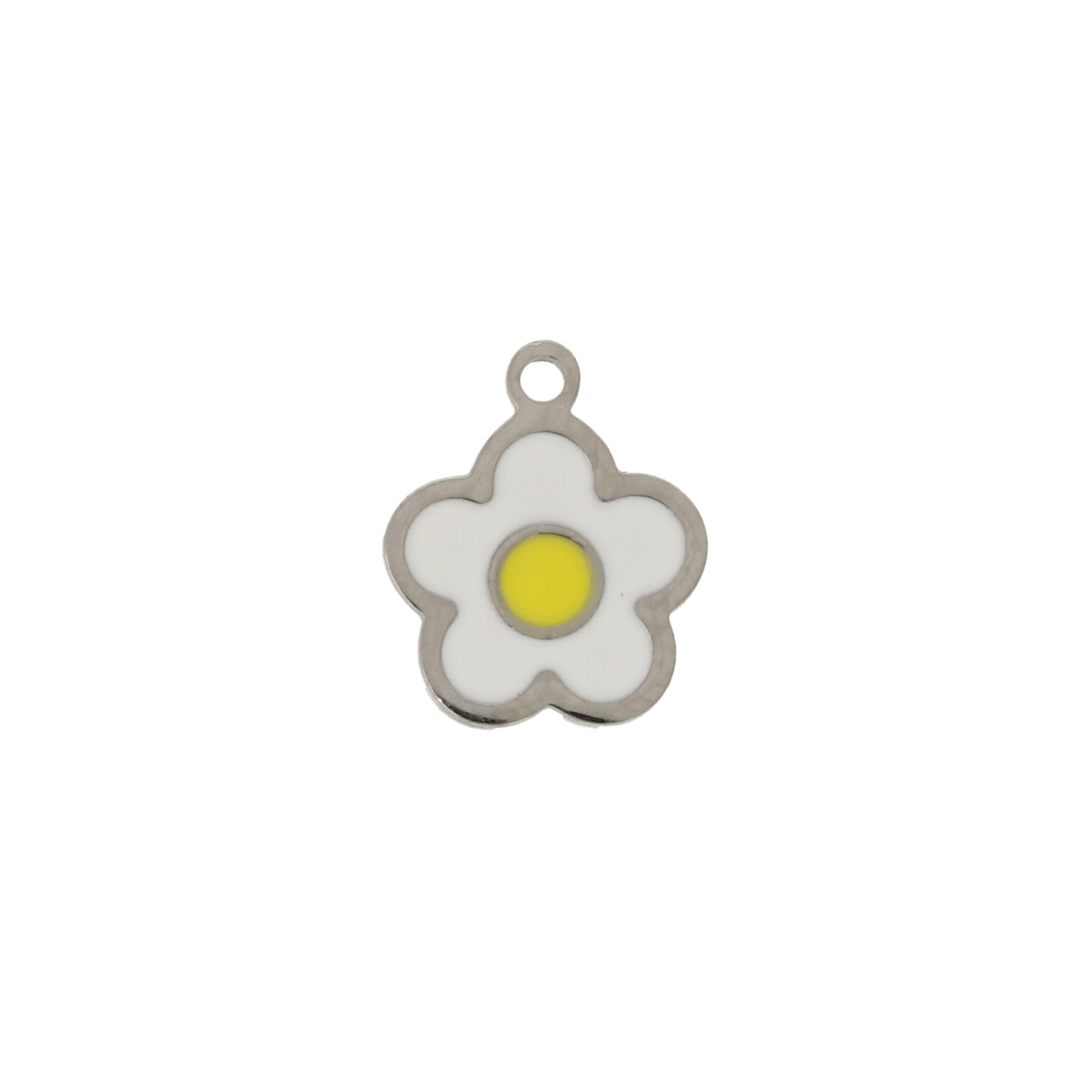 enamelled stainless steel daisy charm 8mm | 1pc