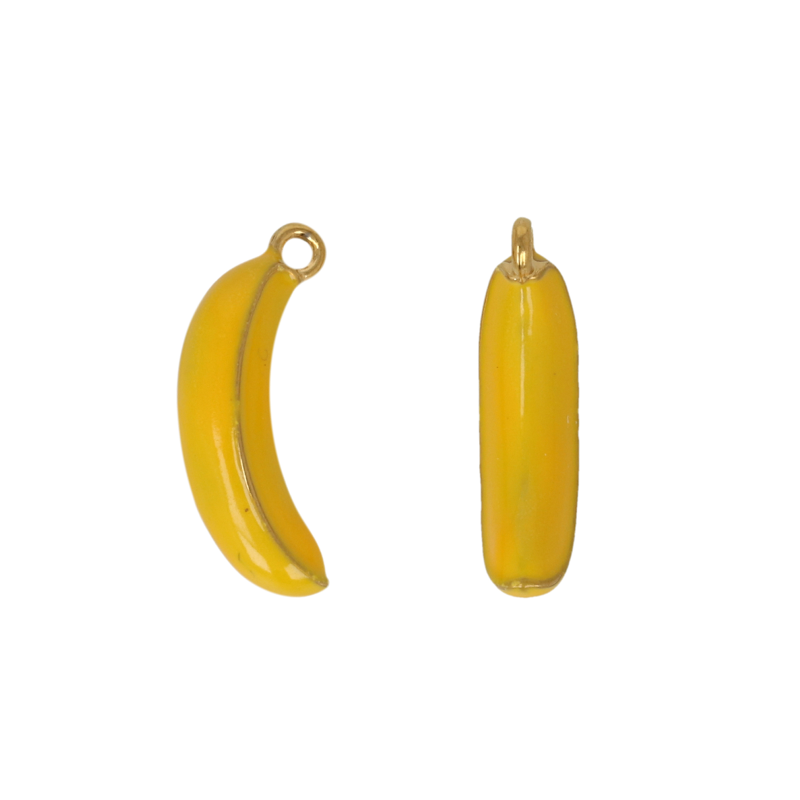 gold plated stainless steel enameled banana charm 16x7mm | 1pc