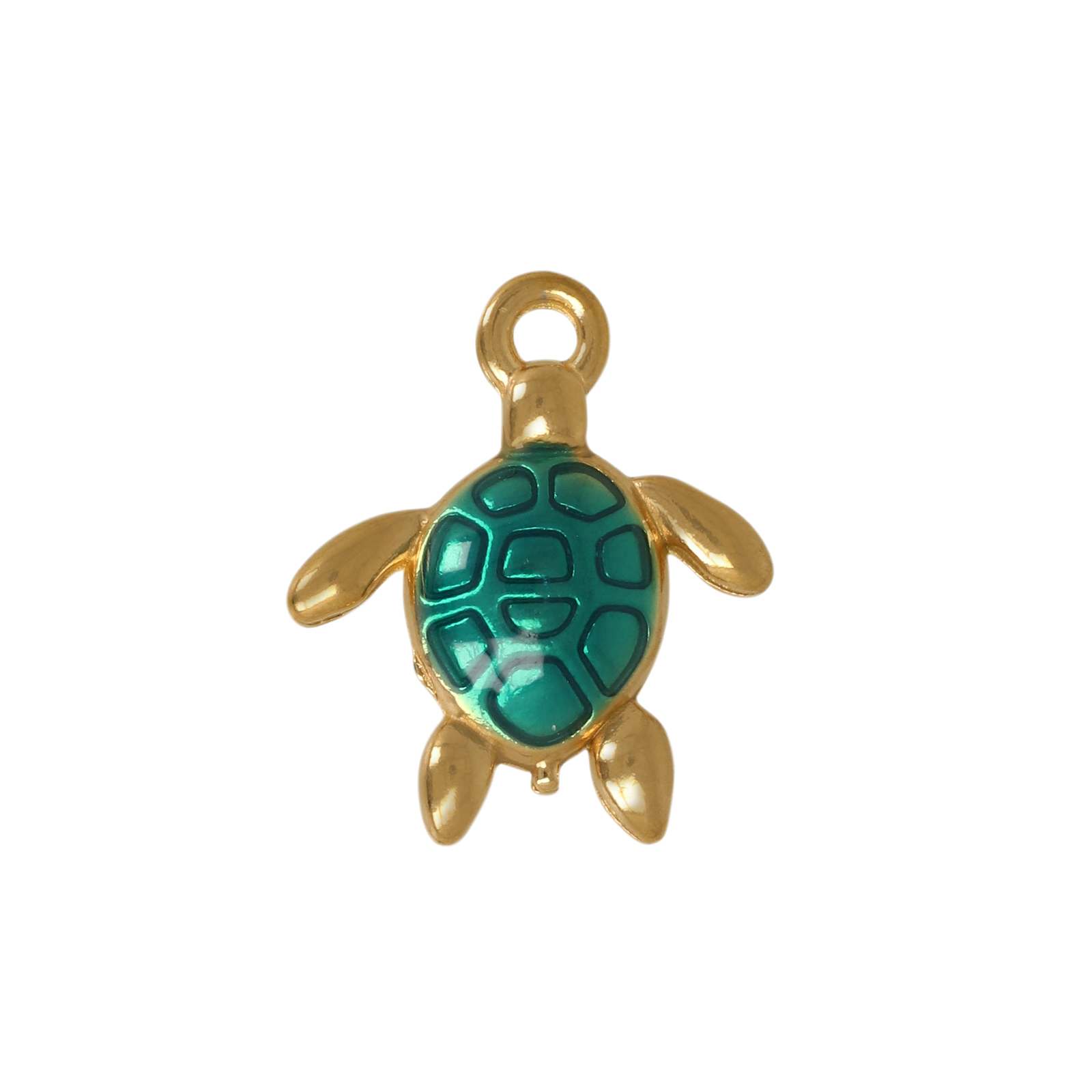 gold plated stainless steel enameled sea turtle charm 17mm | 1pc