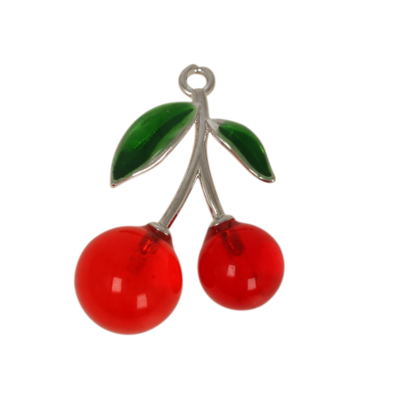 rhodium silver plated cherry with pearl pendant 24x22mm | 1pc