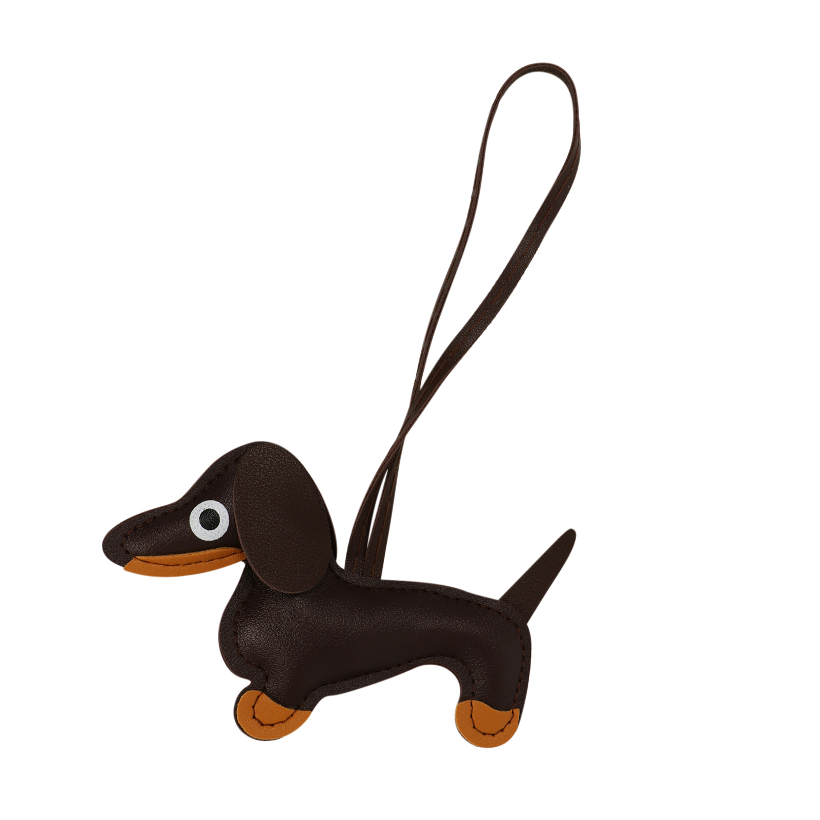 faux leather bag charm - brown dachshund 13x8cm | 1pc