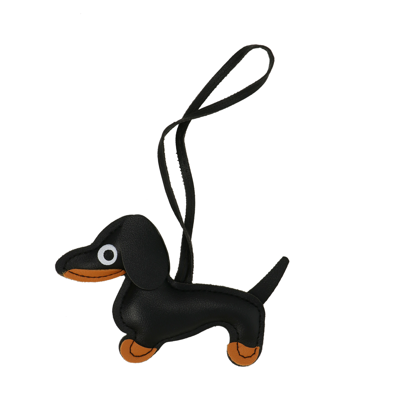 faux leather bag charm - black dachshund 13x8cm | 1pc