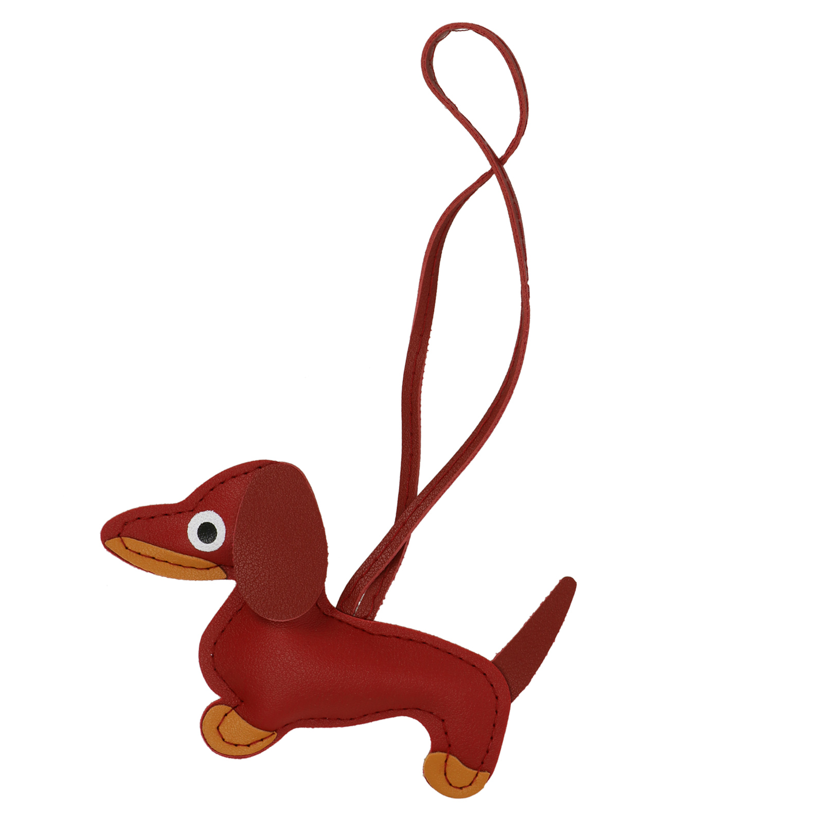 faux leather bag charm - red dachshund 13x8cm | 1pc