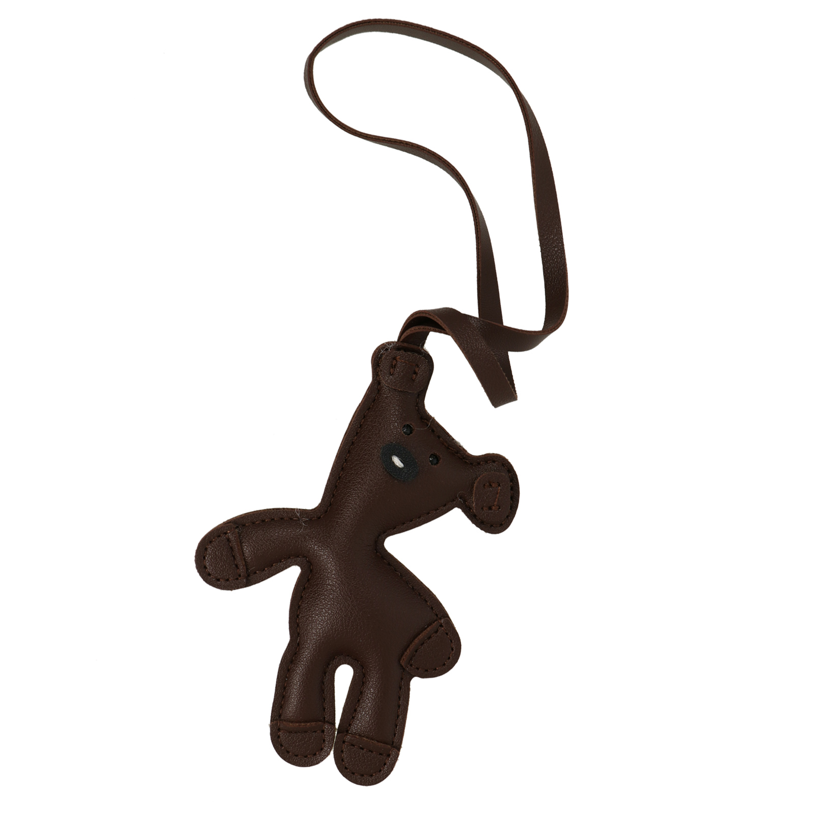 faux leather bag charm - brown teddy bear 11x7cm | 1pc