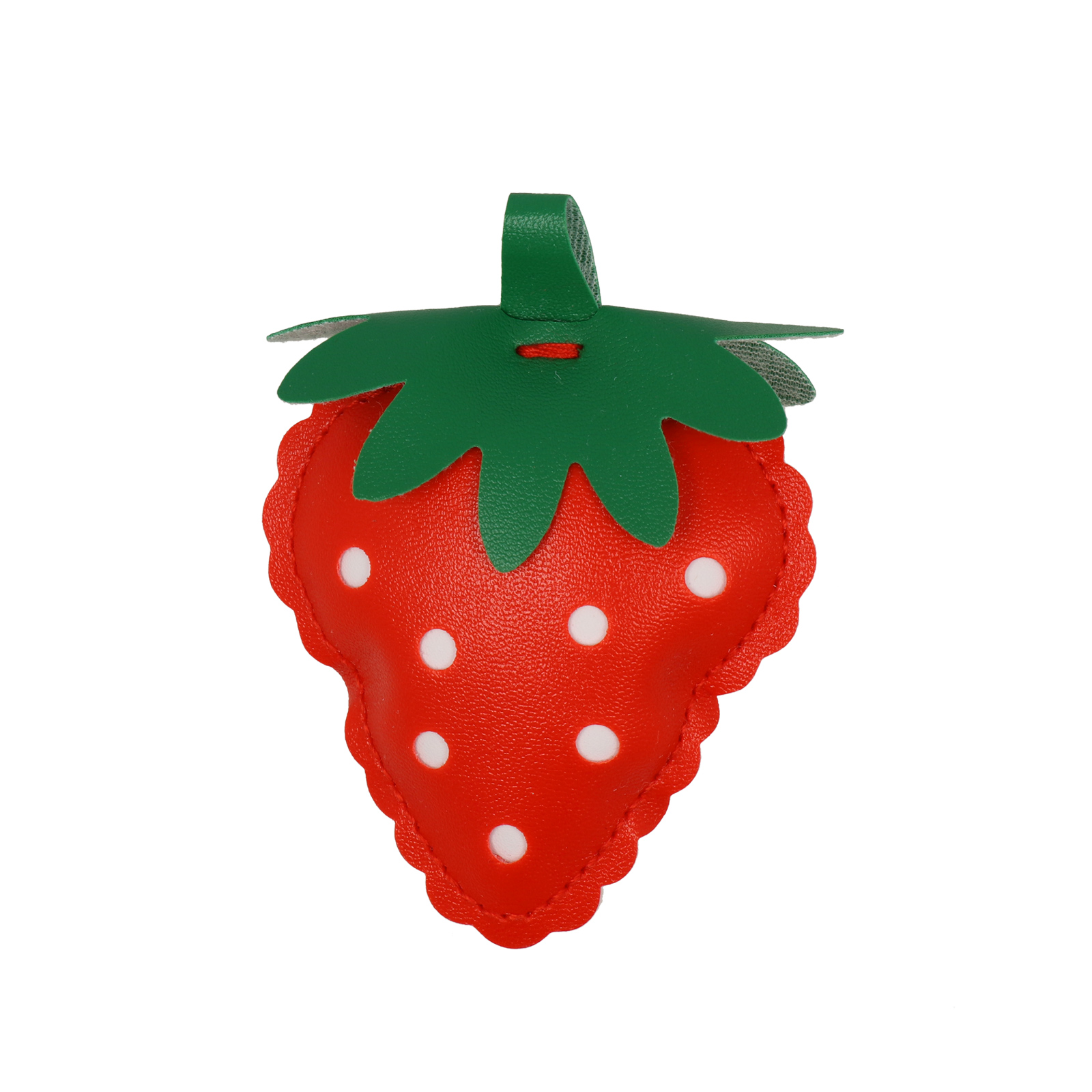 faux leather bag charm - strawberry 8x6cm | 1pc