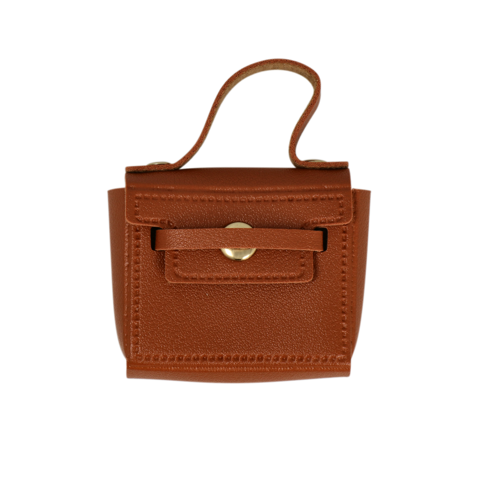 faux leather bag charm - brown purse 6x5x2cm | 1pc