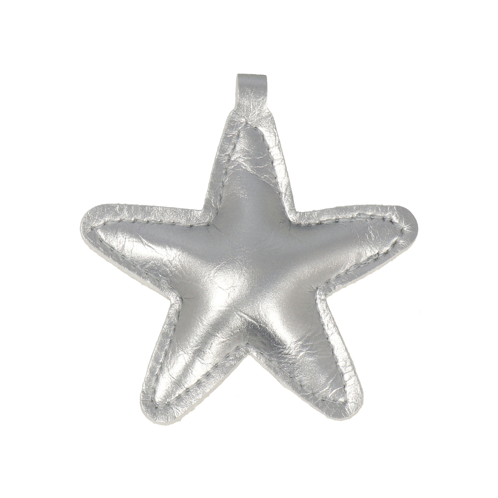 faux leather bag charm - star silver 7x5cm | 1pc