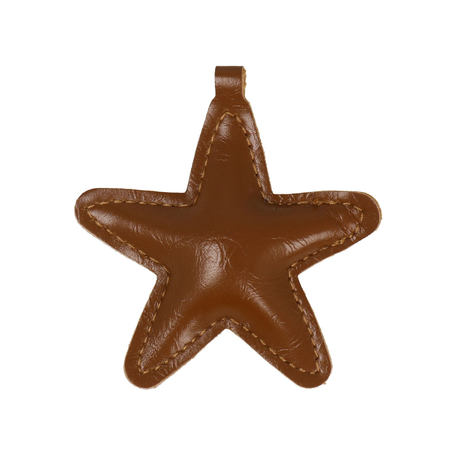 faux leather bag charm - star brown 7x5cm | 1pc