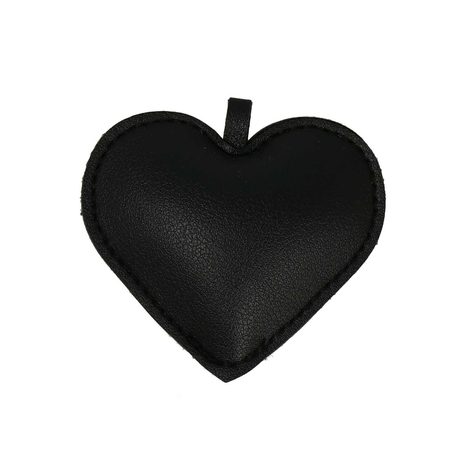 faux leather bag charm - heart black 7x6cm | 1pc