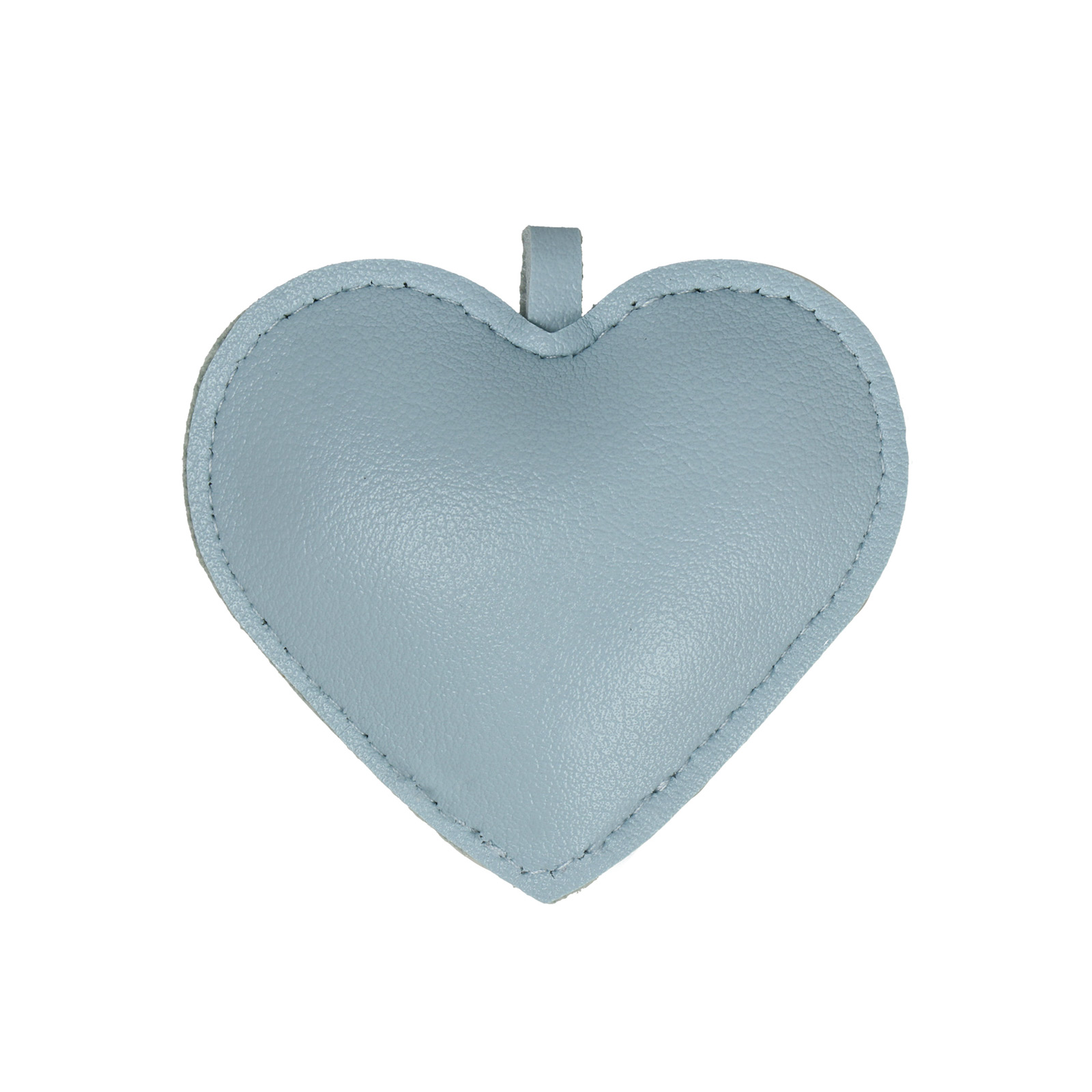 faux leather bag charm - heart light blue 7x6cm | 1pc