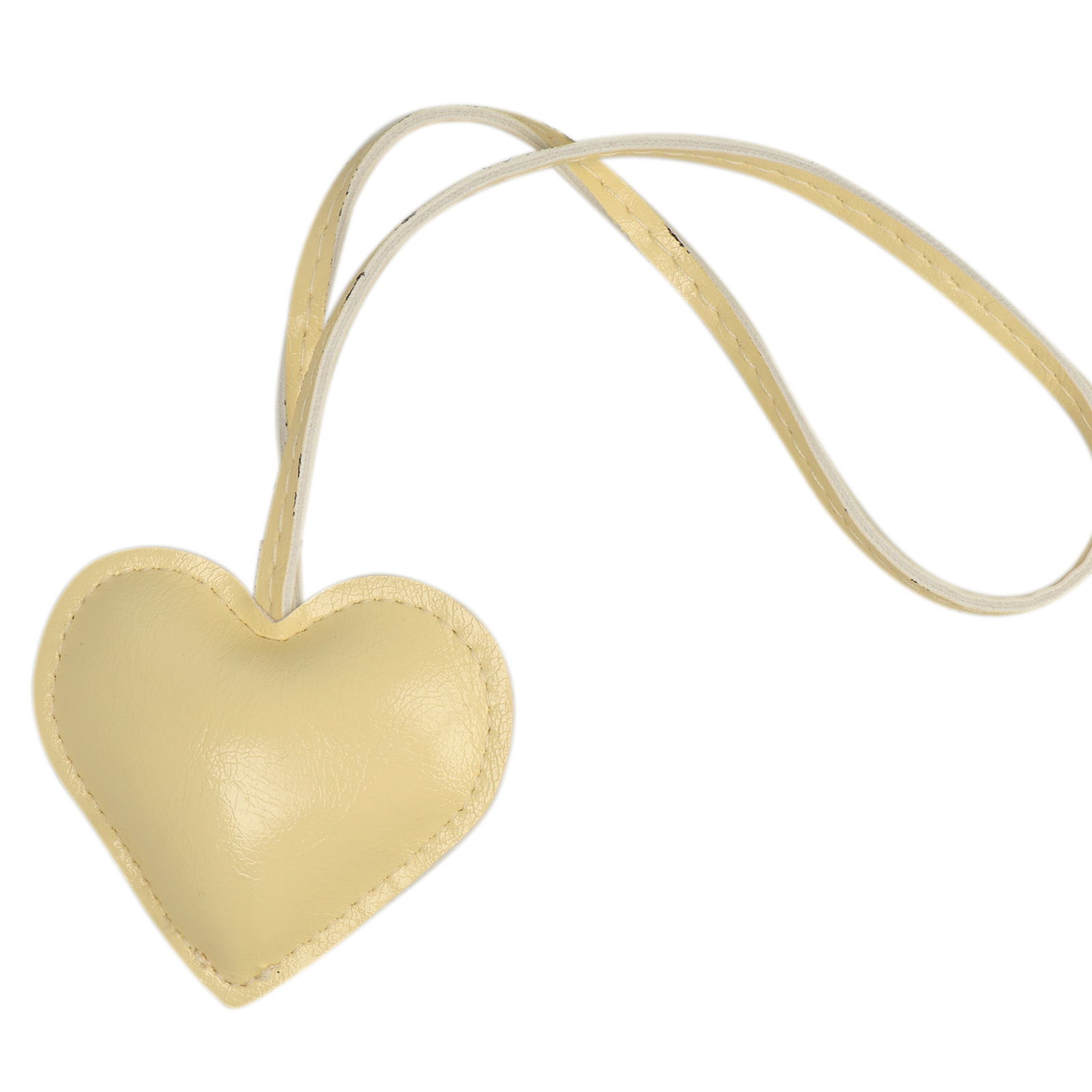faux leather bag charm - heart cream 7x6cm | 1pc
