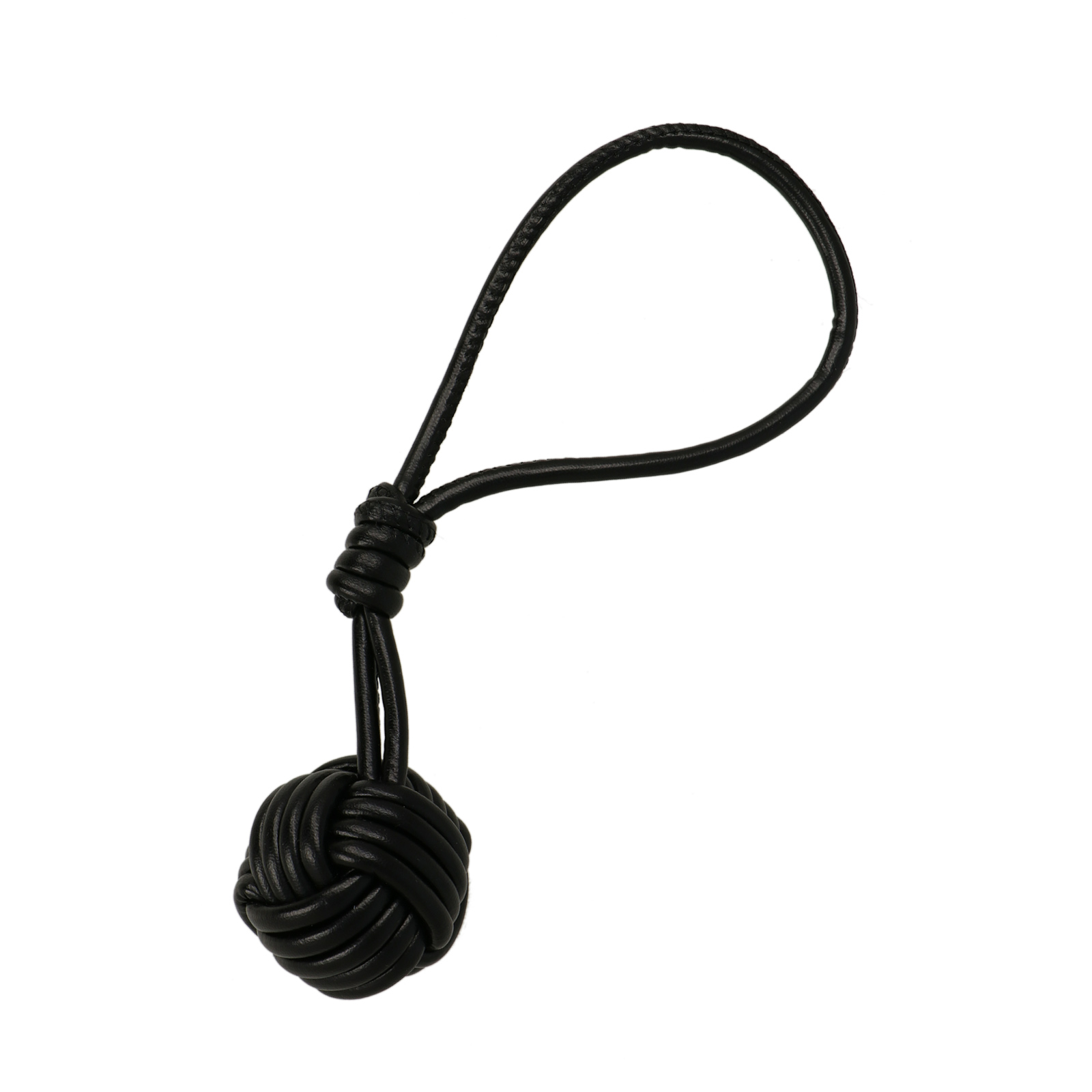 faux leather bag charm - knotted ball black 3,5cm | 1pc