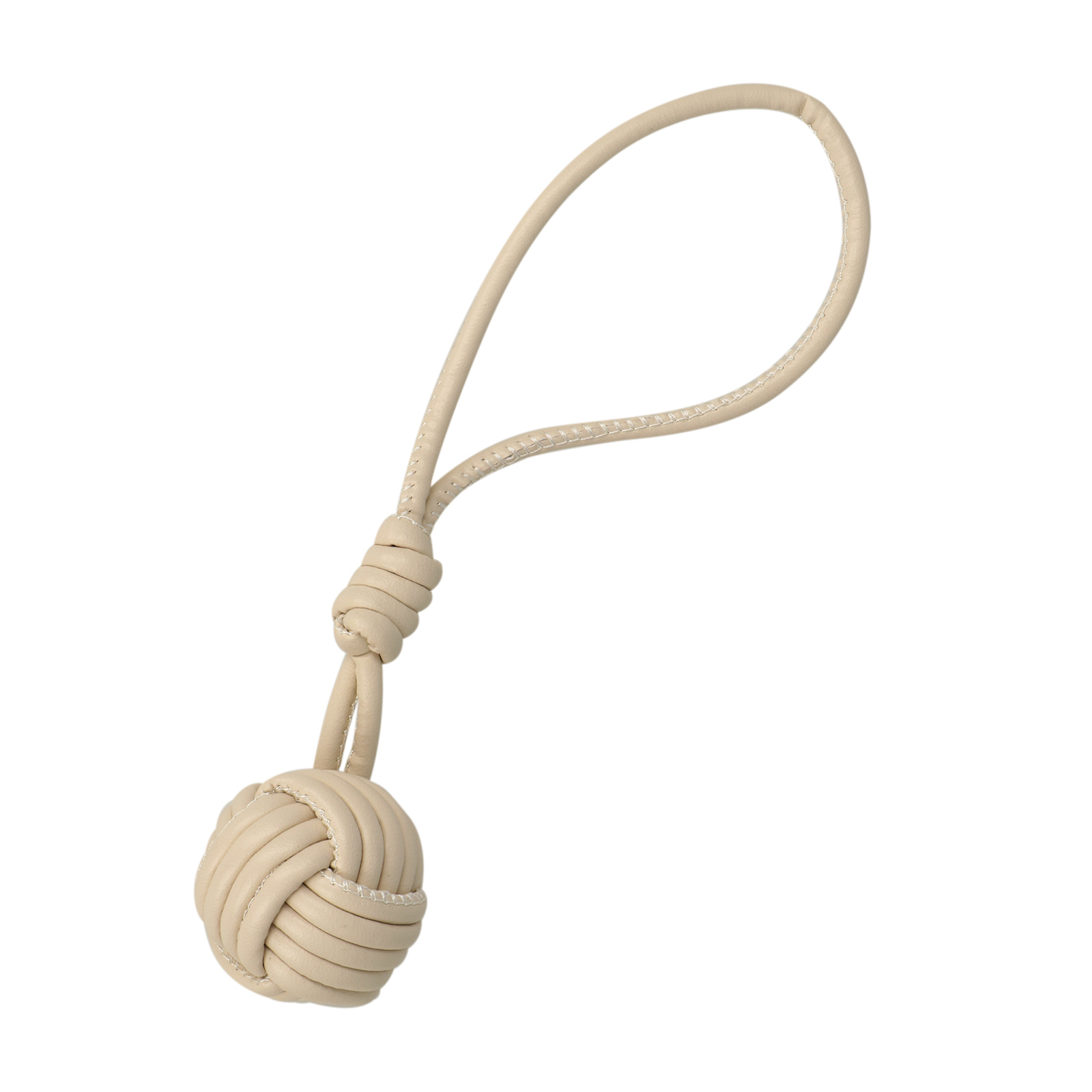 faux leather bag charm - knotted ball beige 3,5cm | 1pc