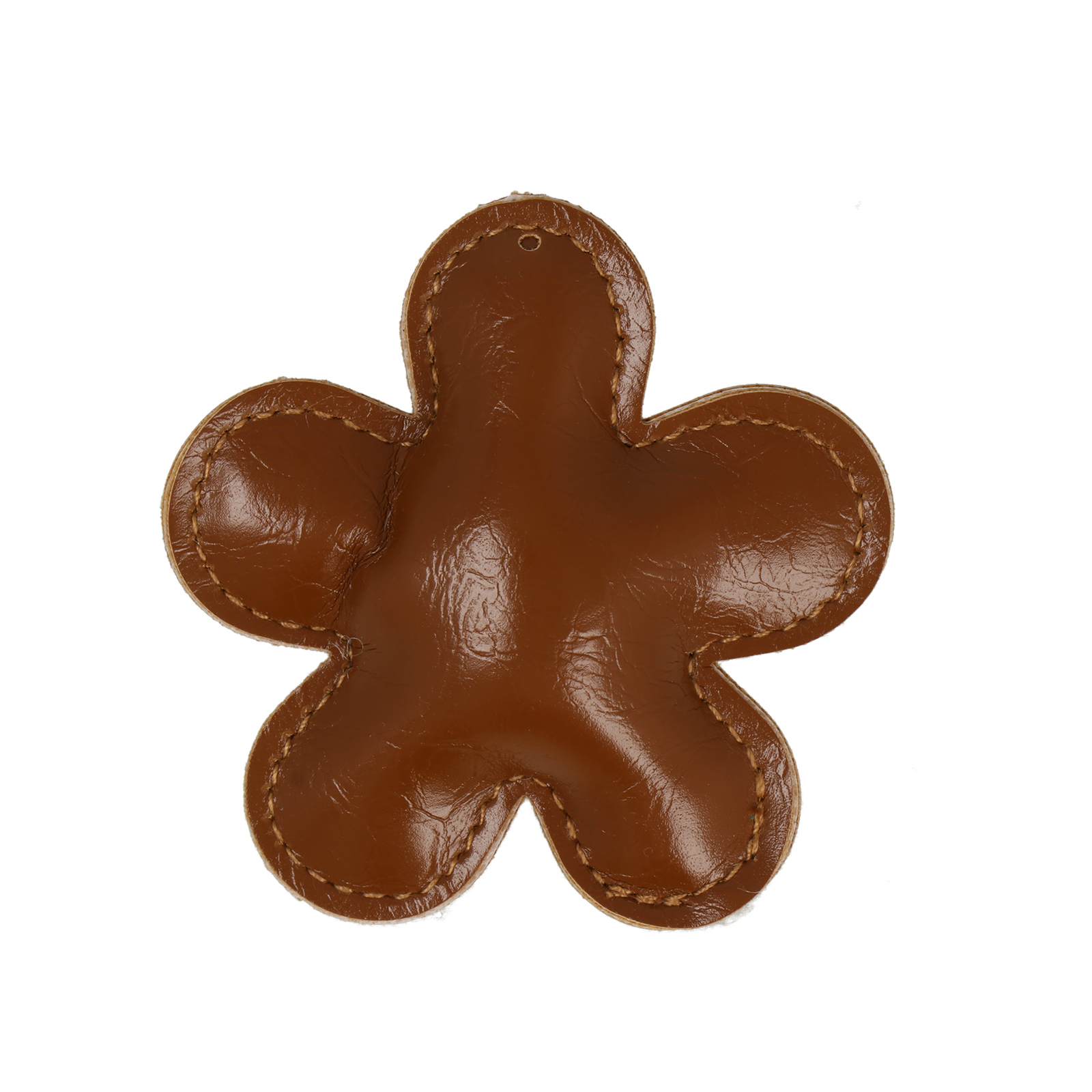 faux leather bag charm - flower brown 7cm | 1pc