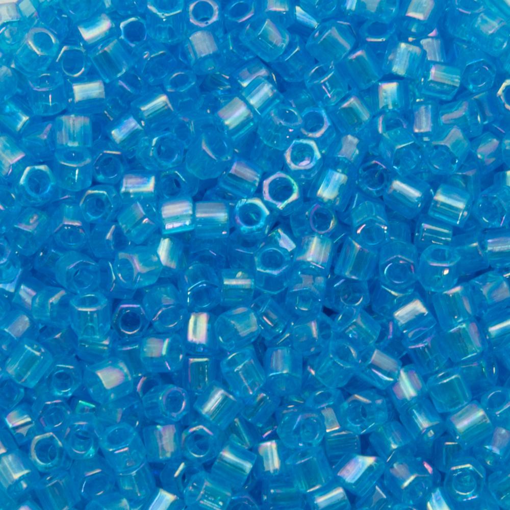 hexagon toho seed beads 8/0 transparent rainbow dark aqua (163b) | 10gr