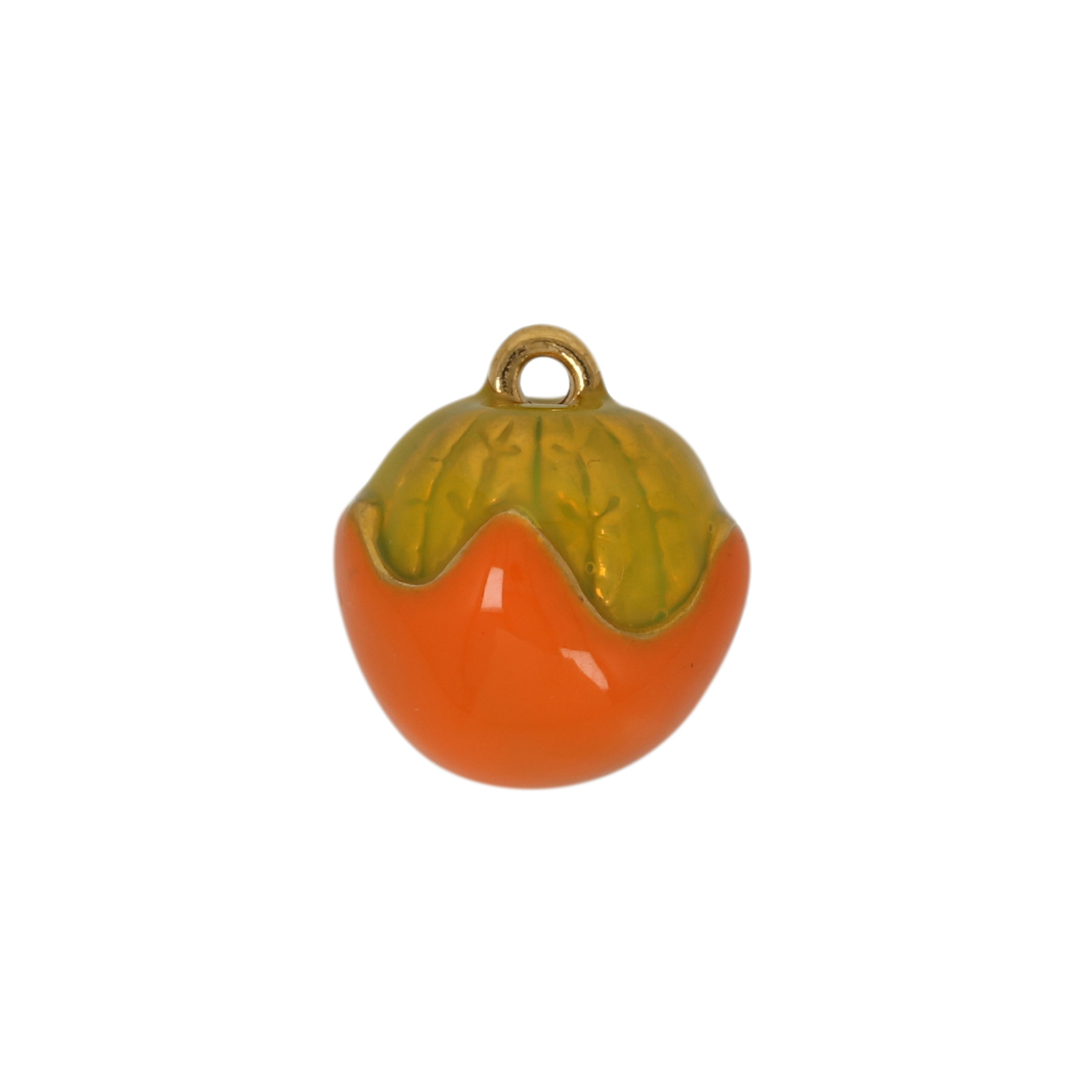 enamelled gold plated stainless steel pumpkin charm 14mm | 1pc