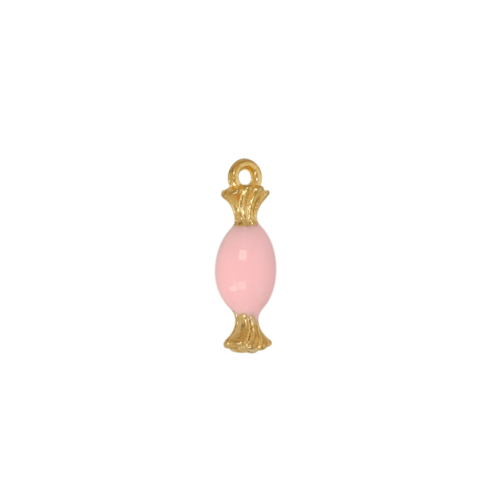 pink enamelled gold plated stainless steel candy charm 12x5mm | 1pc