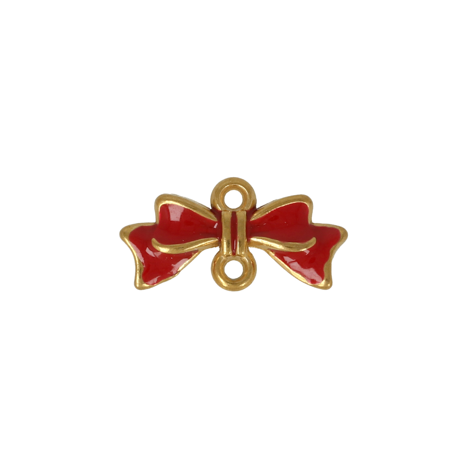 red enamelled gold plated stainless steel bow charm 16x8mm | 1pc