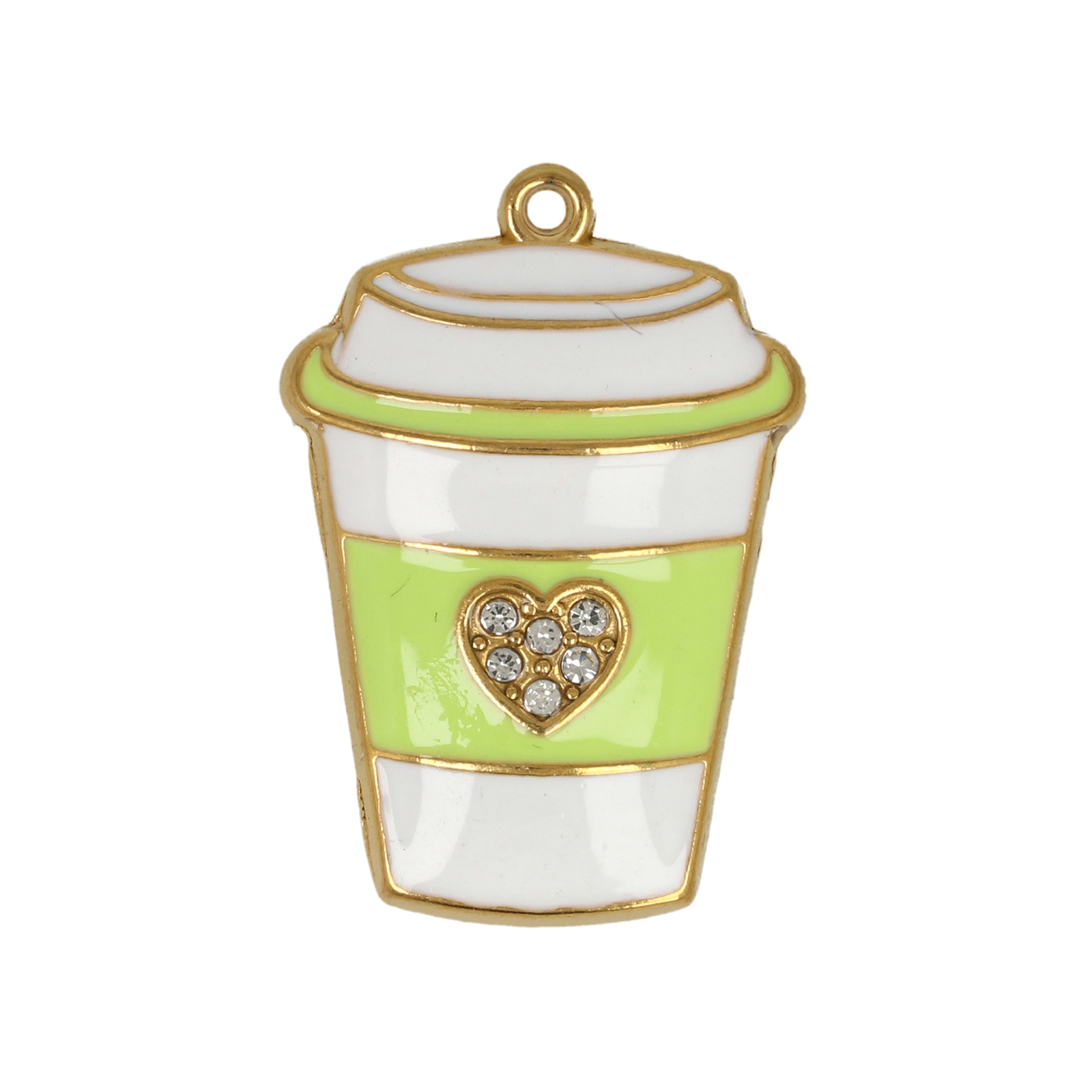 green enamelled gold plated stainless steel american coffee charm 24x18mm | 1pc