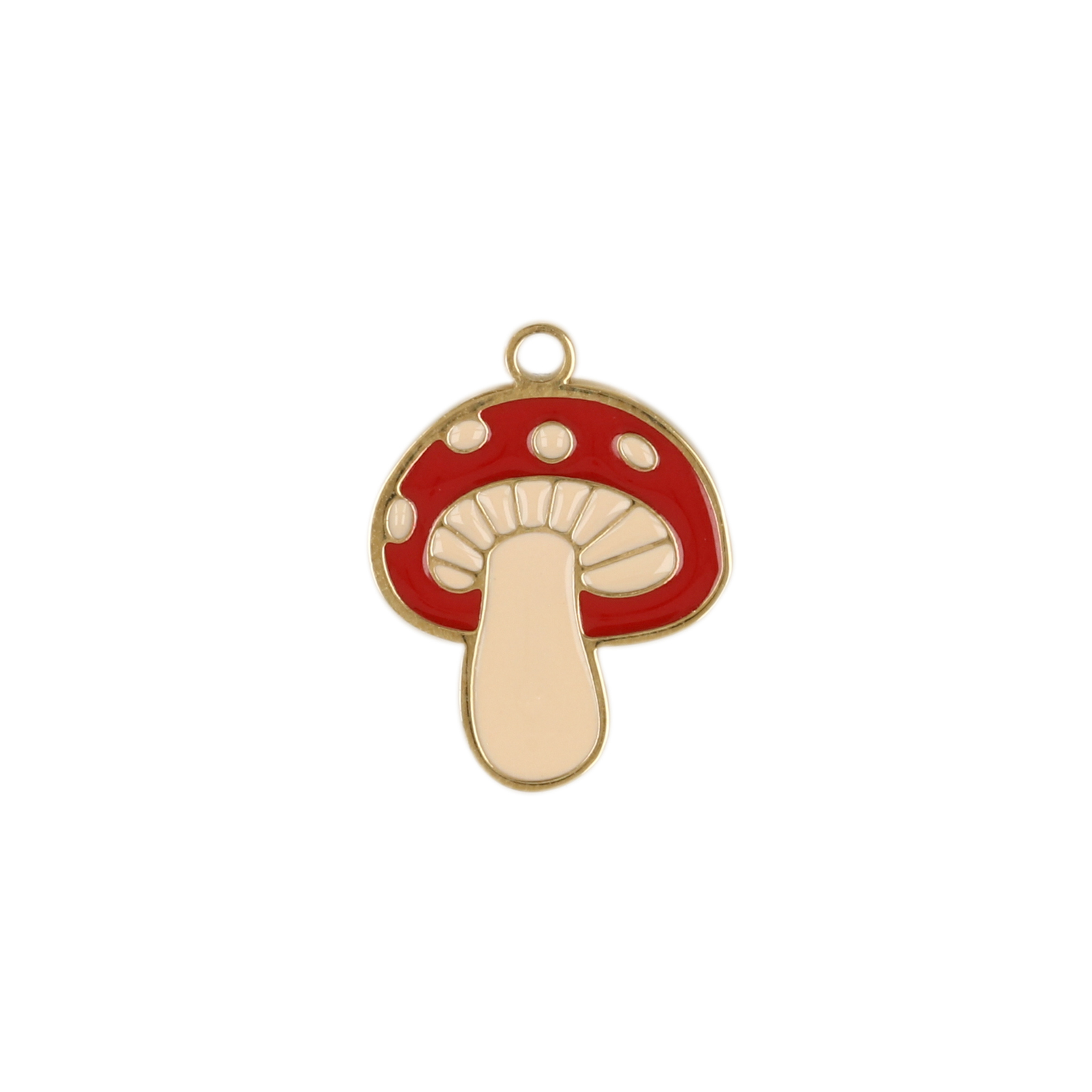 enamelled gold plated stainless steel mushroom charm 14,5x12mm | 1pc