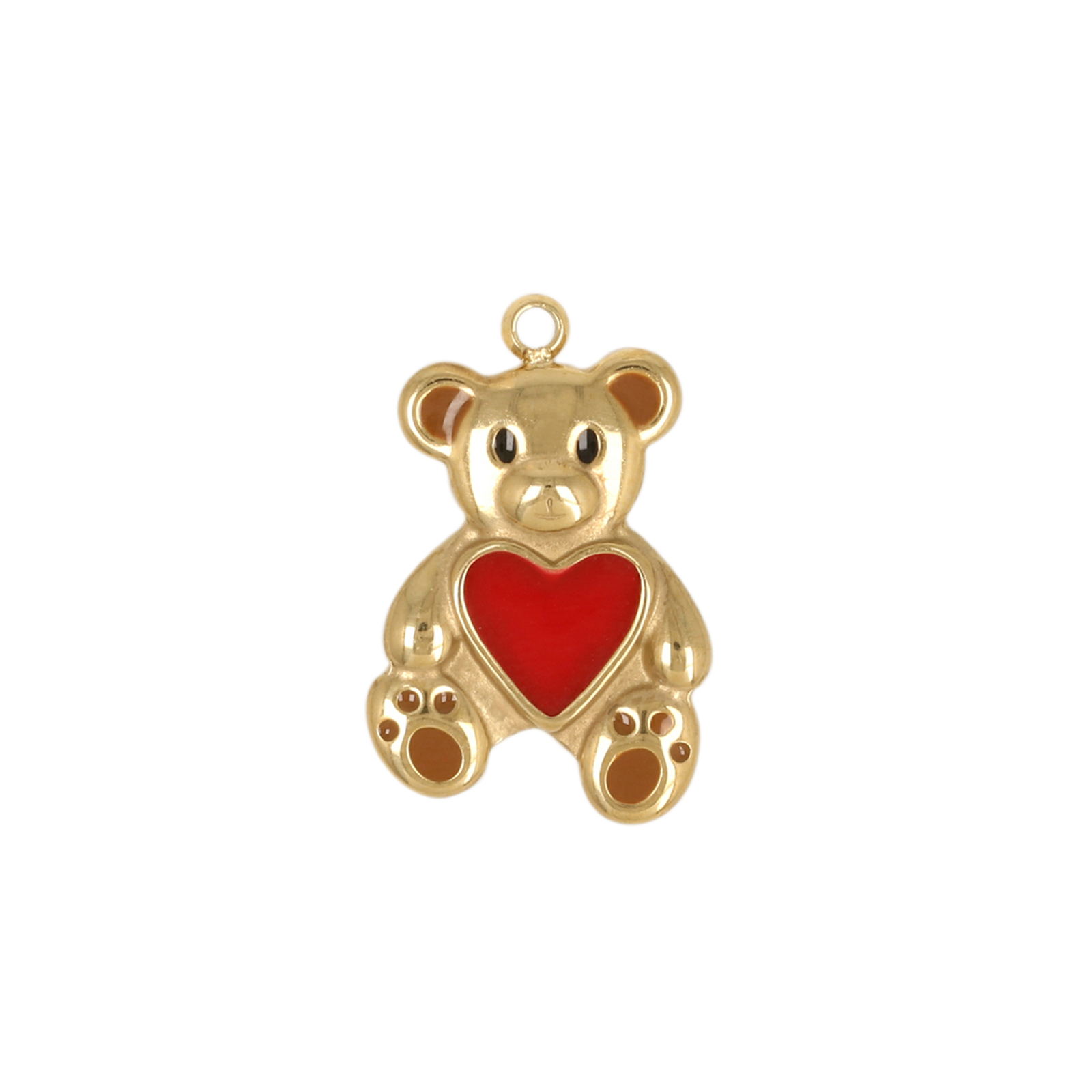 vergoldet edelstahl anhänger teddy bear emailliert rot 16x12mm | 1st