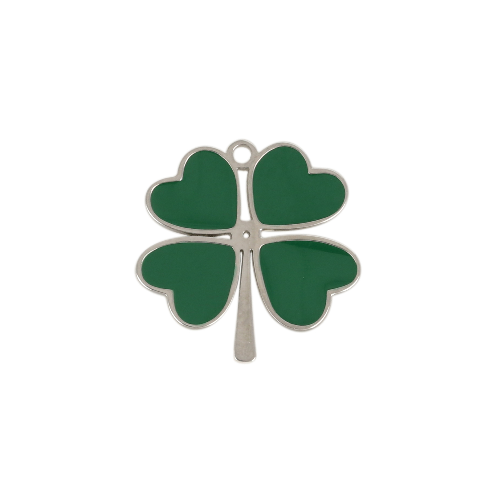 enamelled stainless steel clover charm 15mm | 1pc