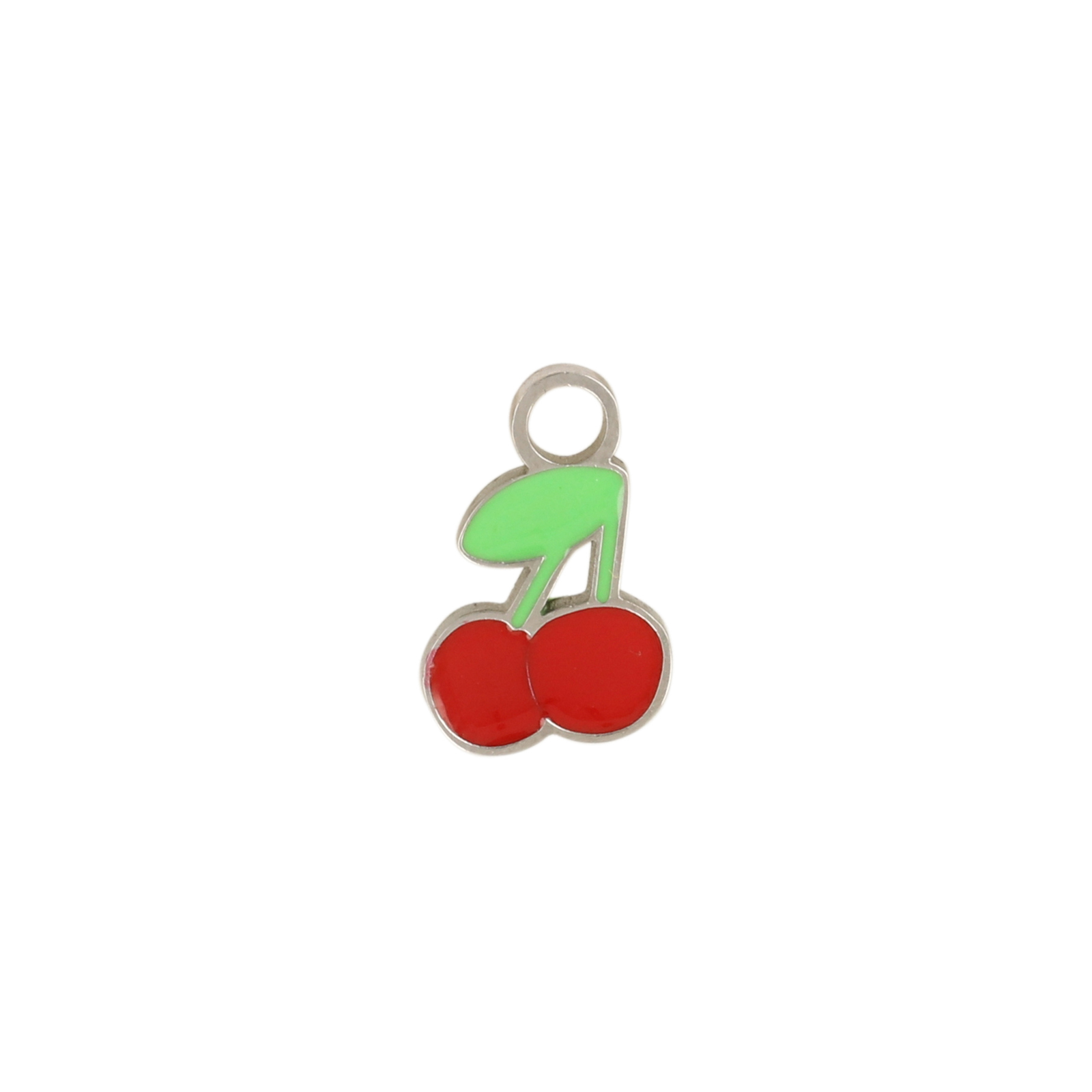 enamelled stainless steel cherry charm 10x7mm | 1pc