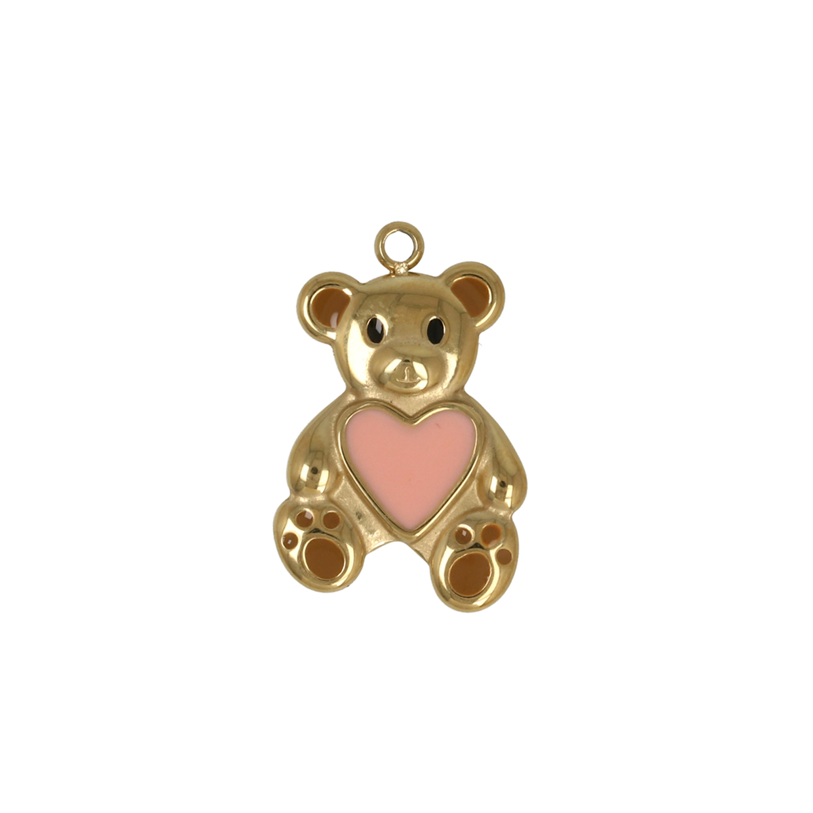 vergoldet edelstahl anhänger teddy bear emailliert rosa 16x12mm | 1st