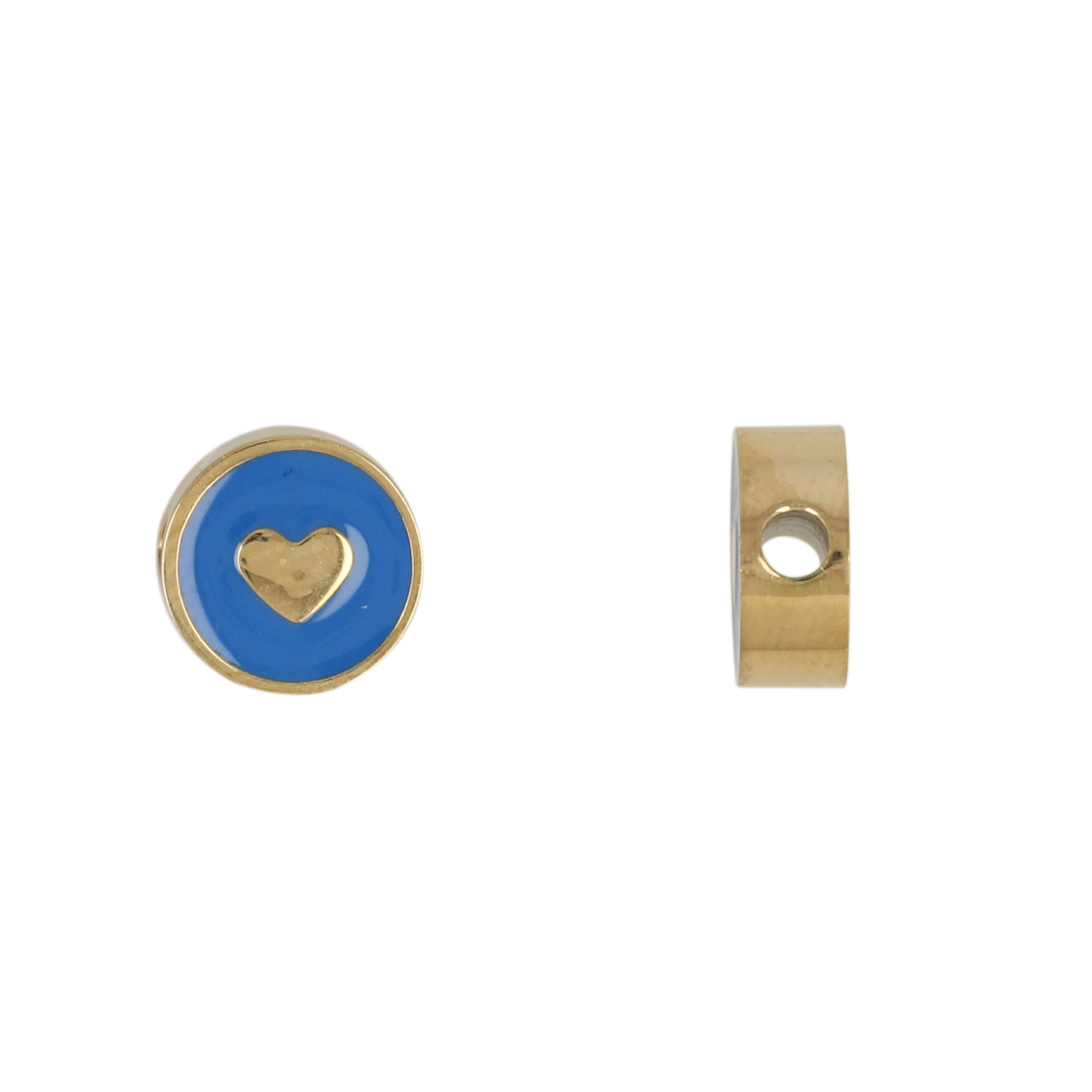 blau emaillierte vergoldet edelsthal herz 8mm - loch 1,9mm | 1st