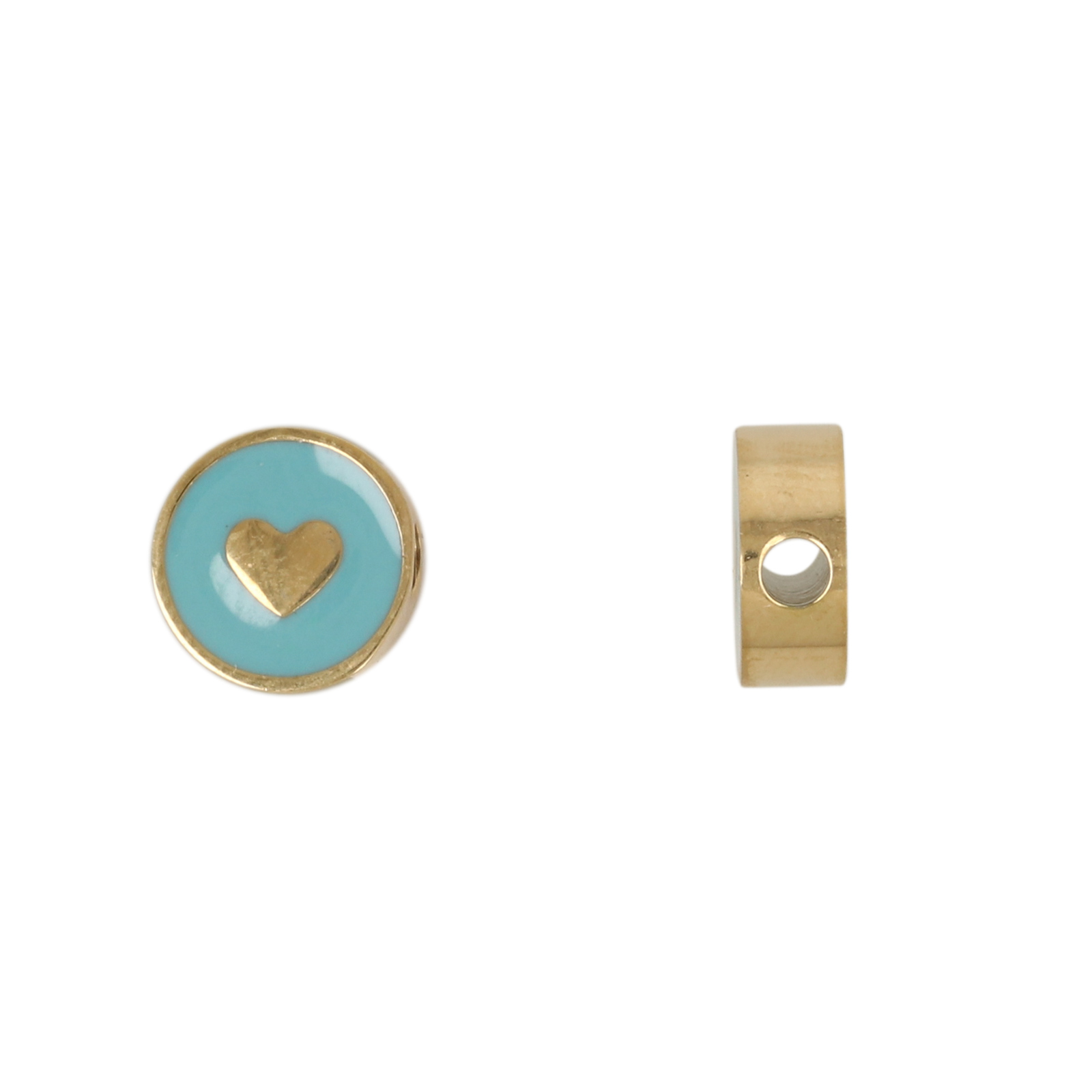 hellblau emaillierte vergoldet edelsthal herz 8mm - loch 1,9mm | 1st