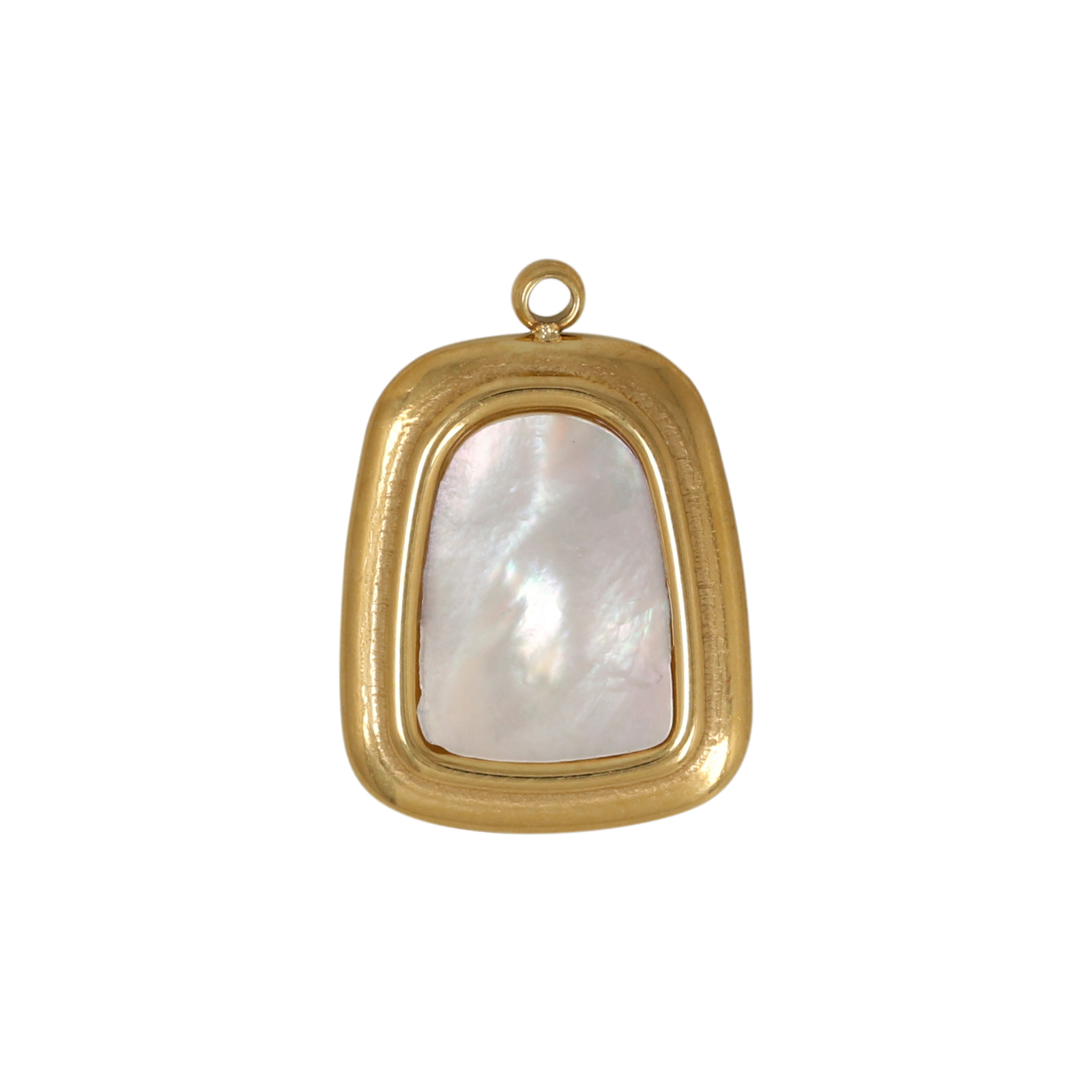 gold plated stainless stell frame with mother of pearl pendant 16x13mm | 1pc