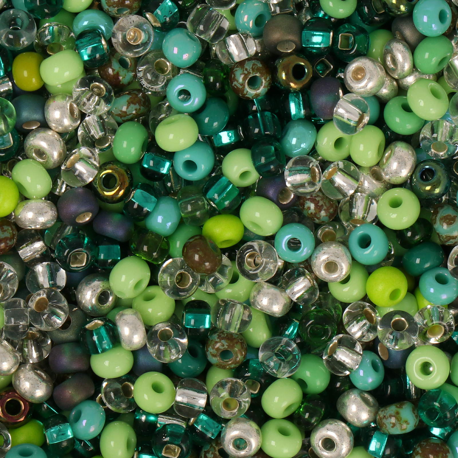 sattperlen preciosa rocailles 6/0 grün mix | 40gr