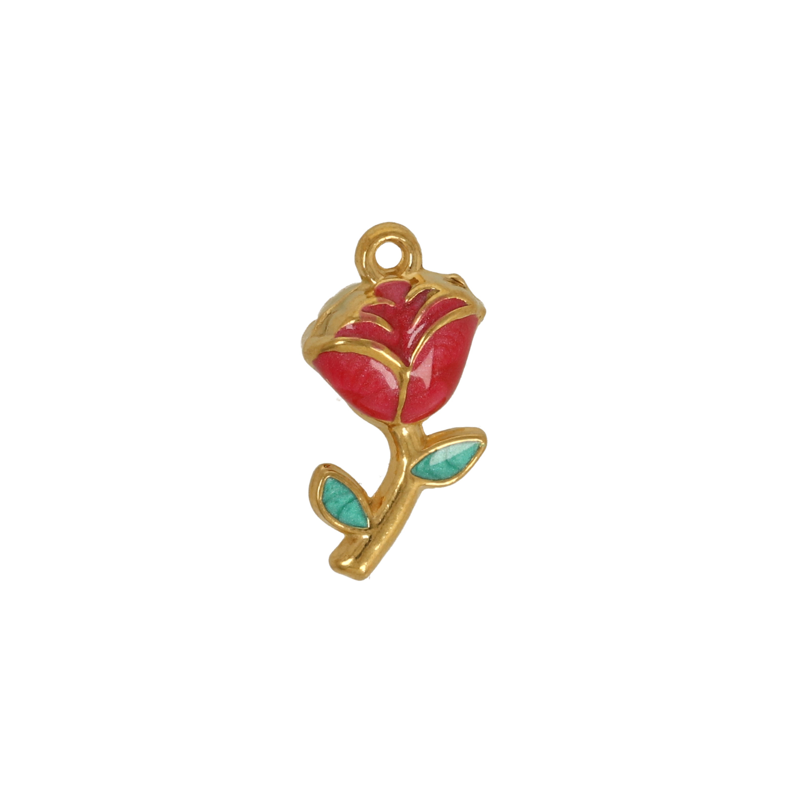 enamelled stainless steel rose charm 15x9mm | 1pc