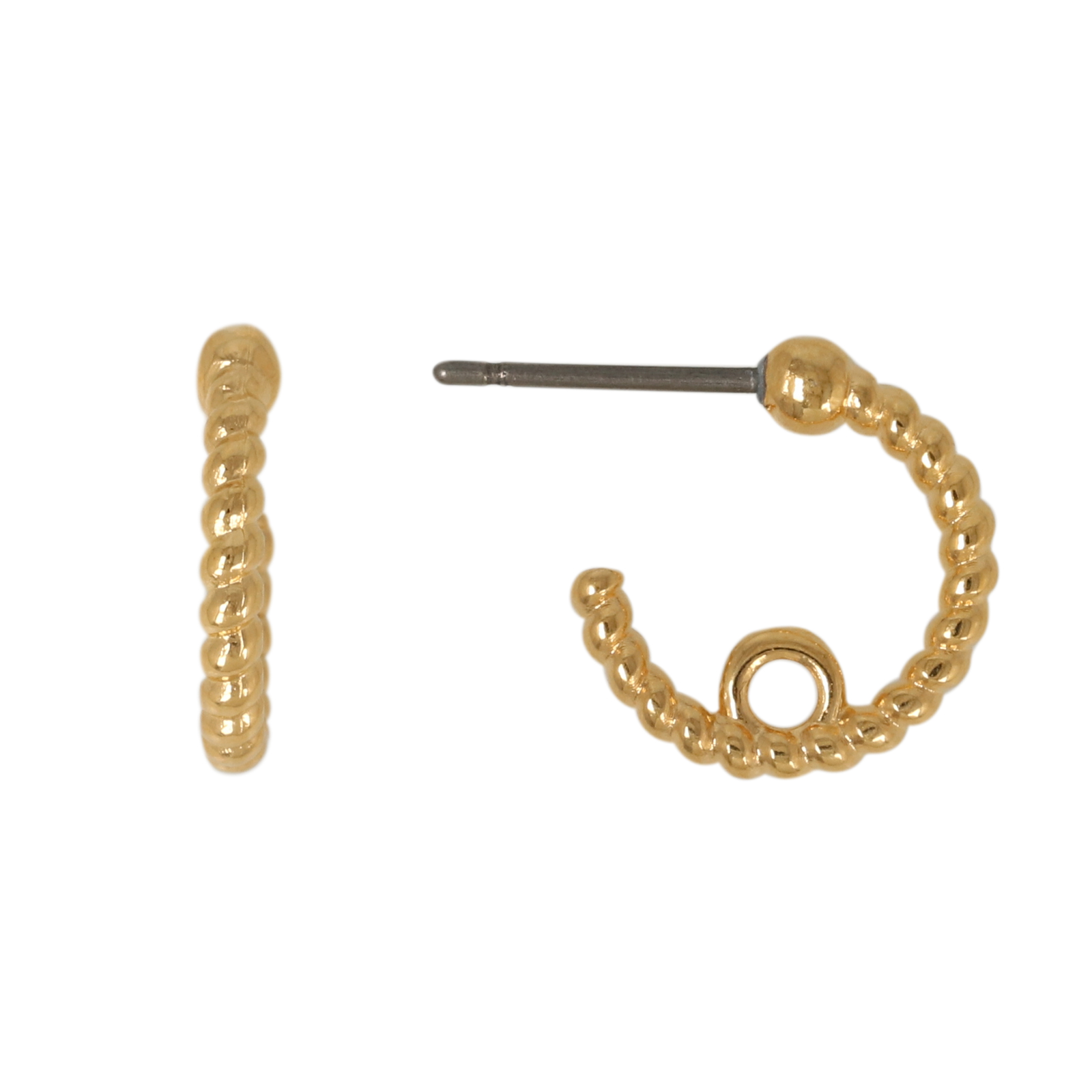 gold plated twisted c-hoop earring 12mm | 2pc