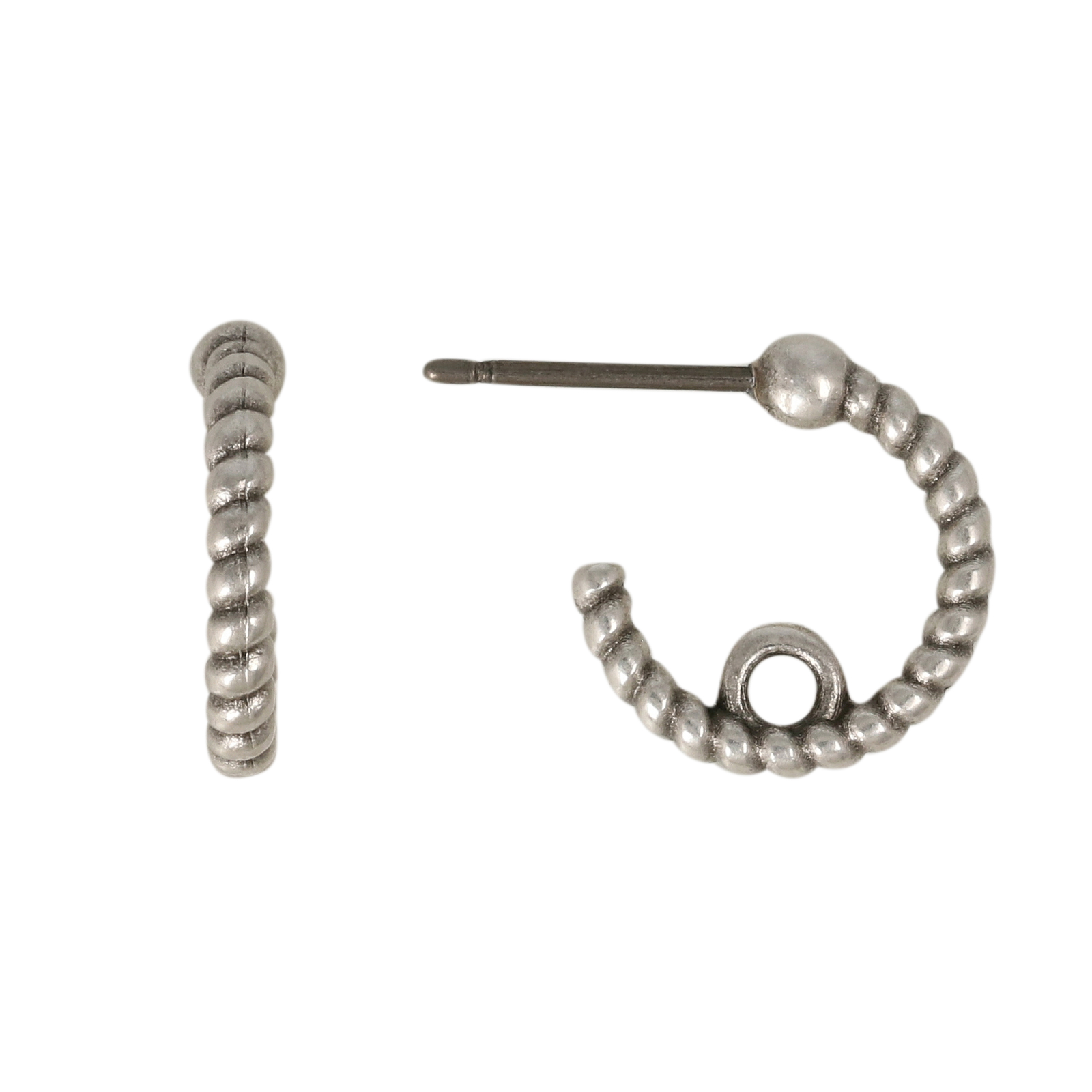 antique silver plated twisted c-hoop earring 12mm | 2pc