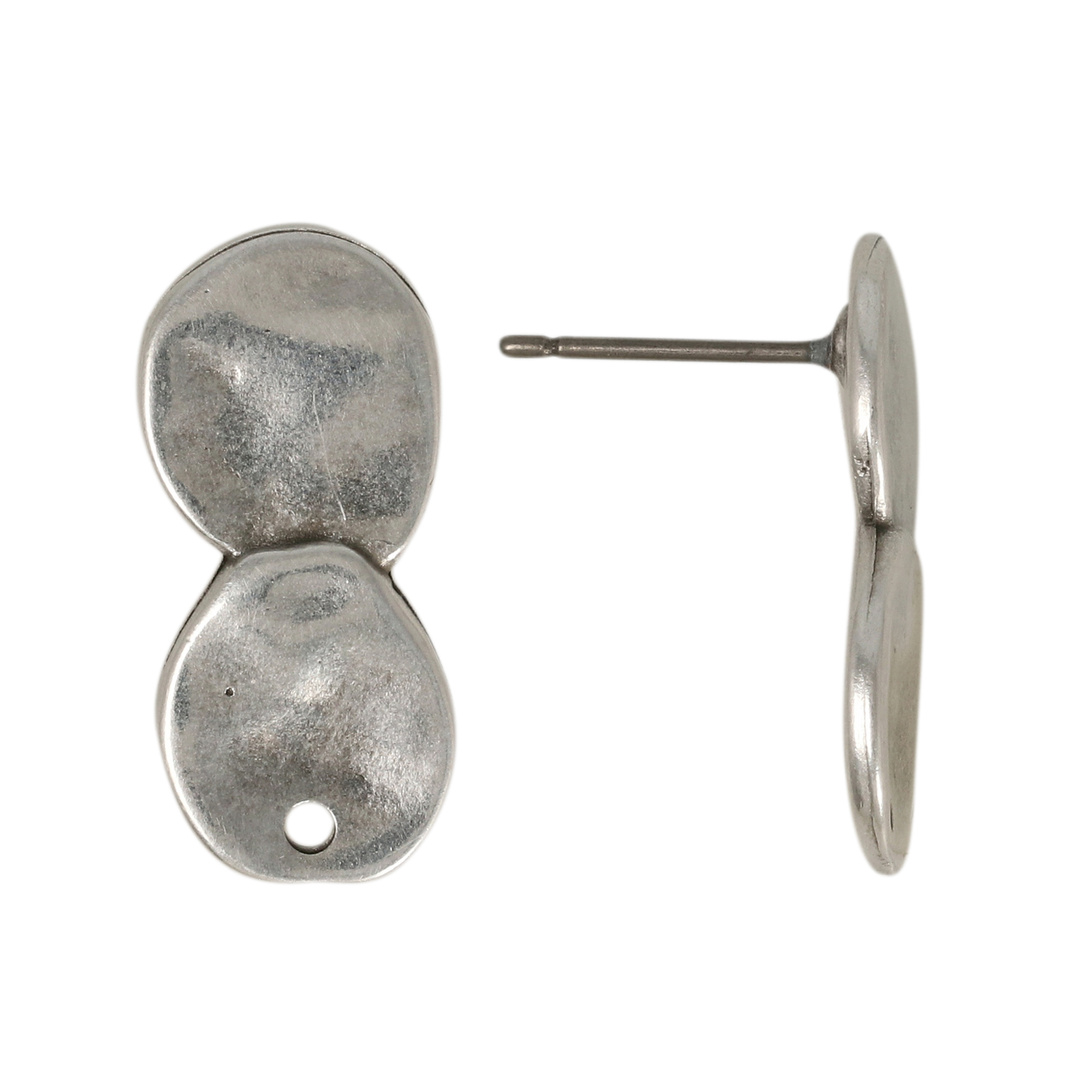 post earrings hammered coins antique silver plated 21x10mm | 2pc