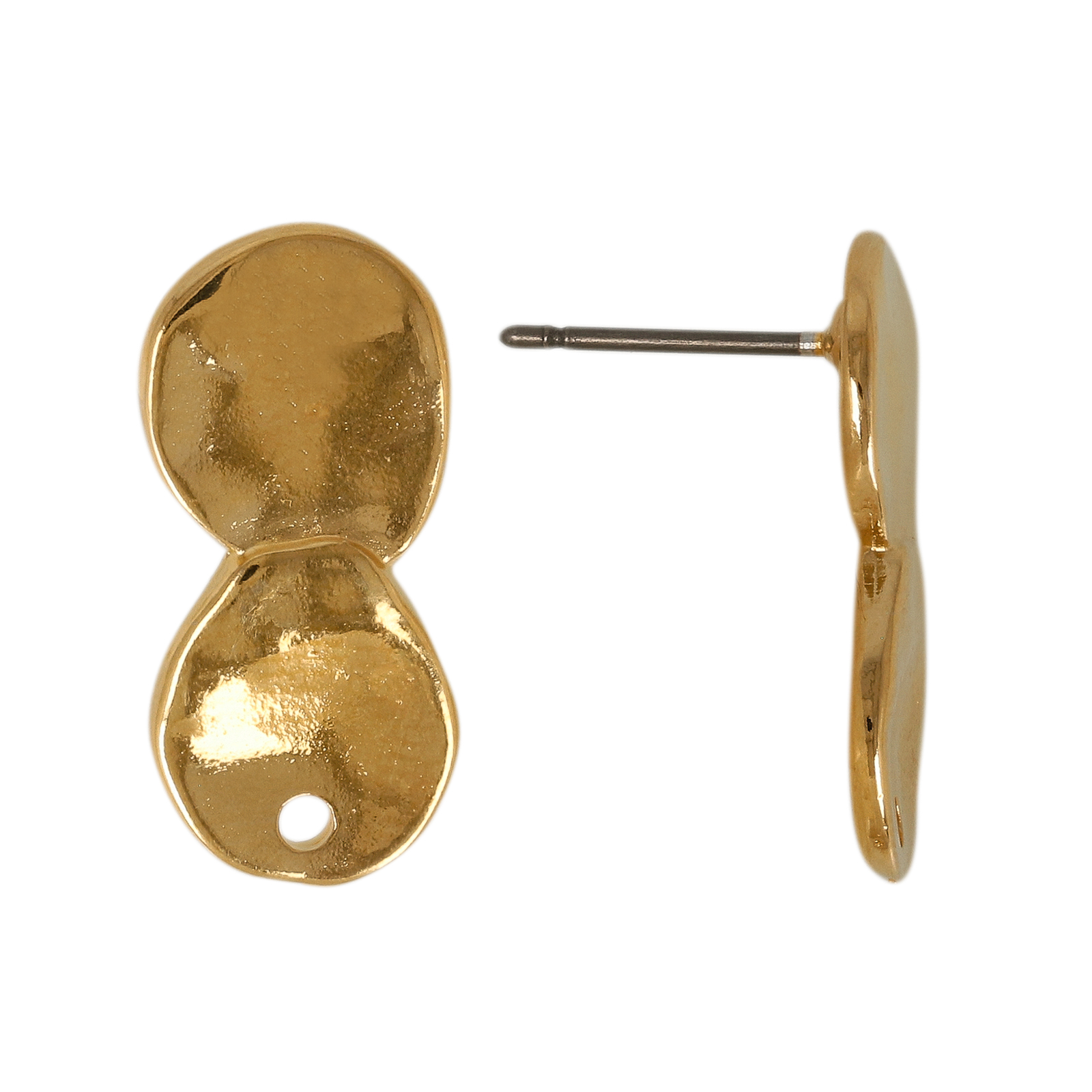 post earrings hammered coins gold plated 21x10mm | 2pc