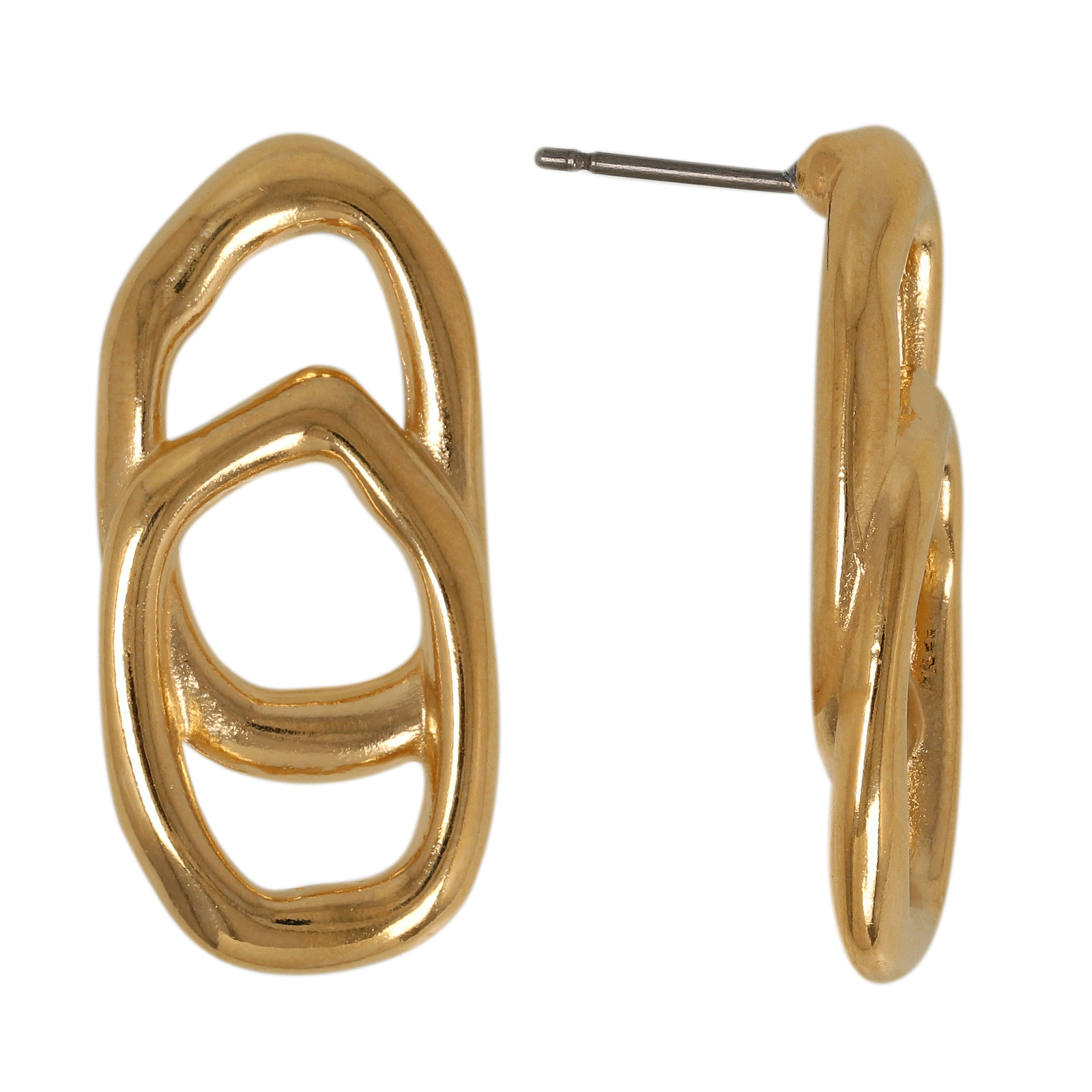 post earrings irregular ovals gold plated 30x14mm | 2pc