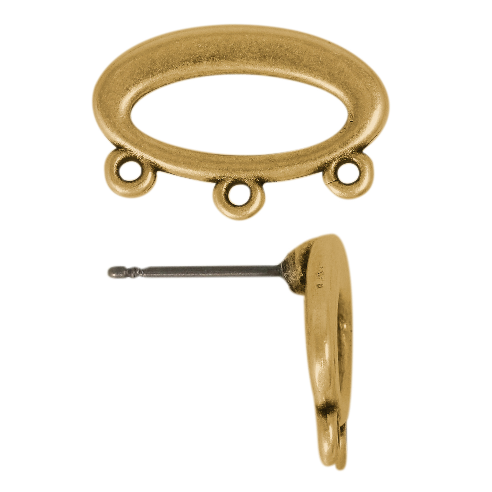 post earrings oval gold plated 21x15mm | 2pc
